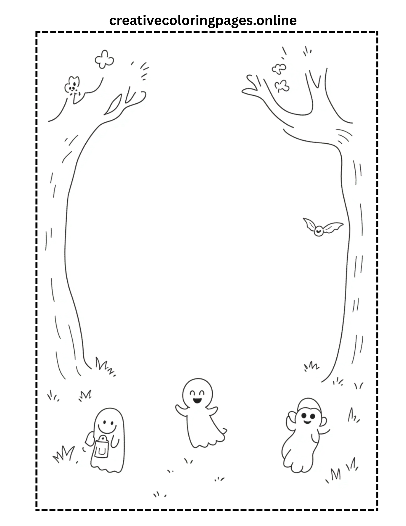 Free Halloween Ghost Forest Coloring Page