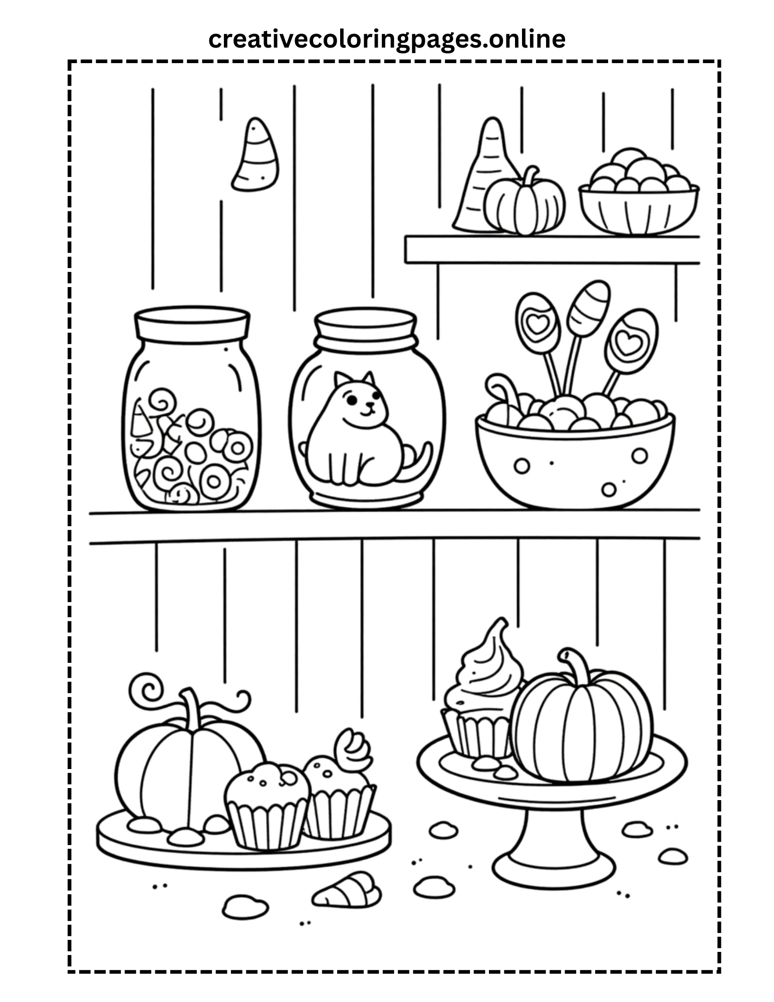 Free Halloween Candy Shop Coloring Page