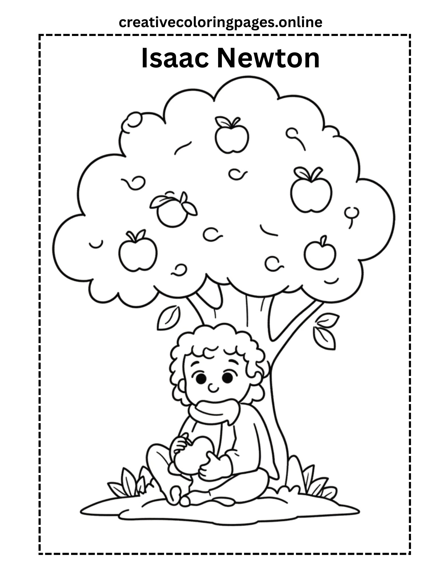 Free Isaac Newton Coloring Page