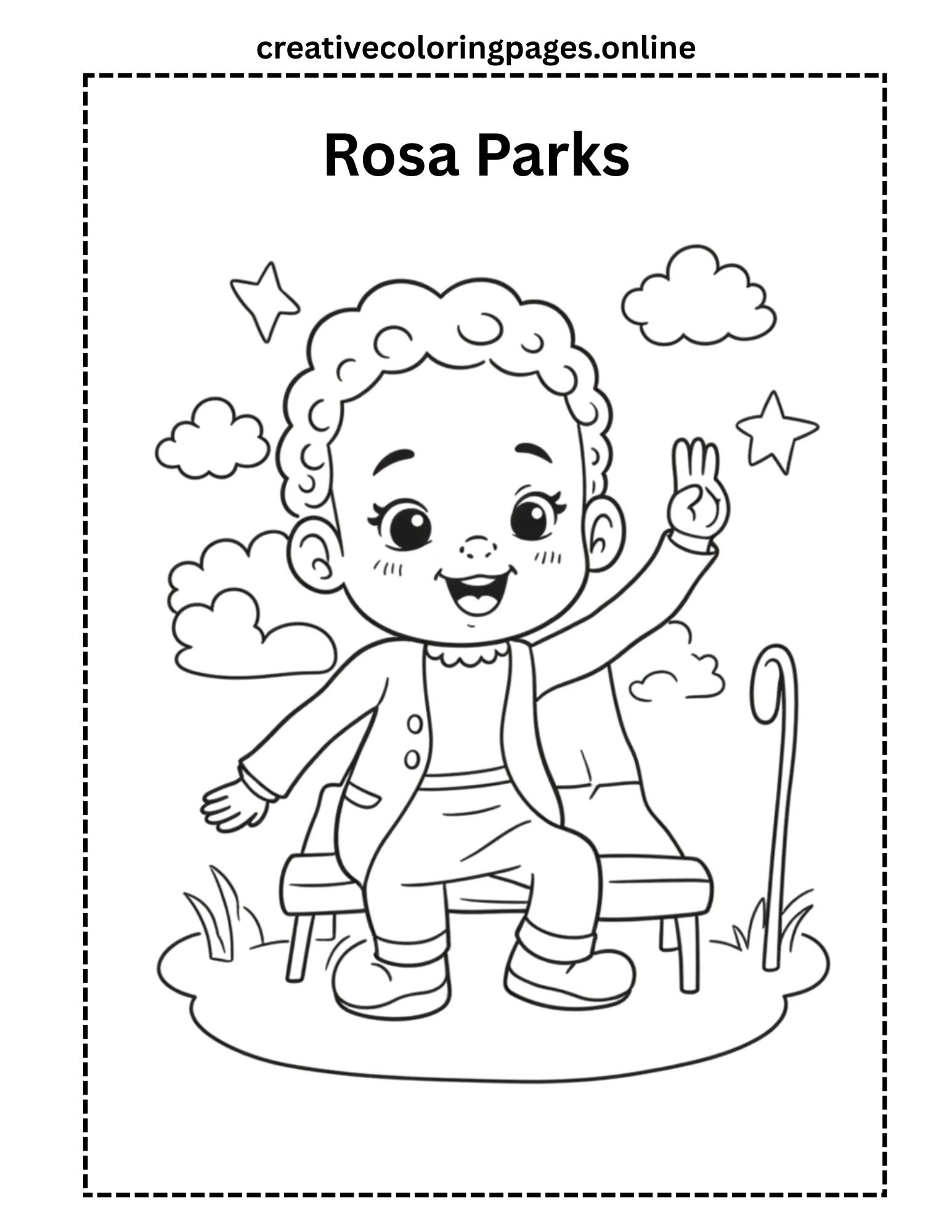 Rosa Parks Coloring Page Free Printable for Kids