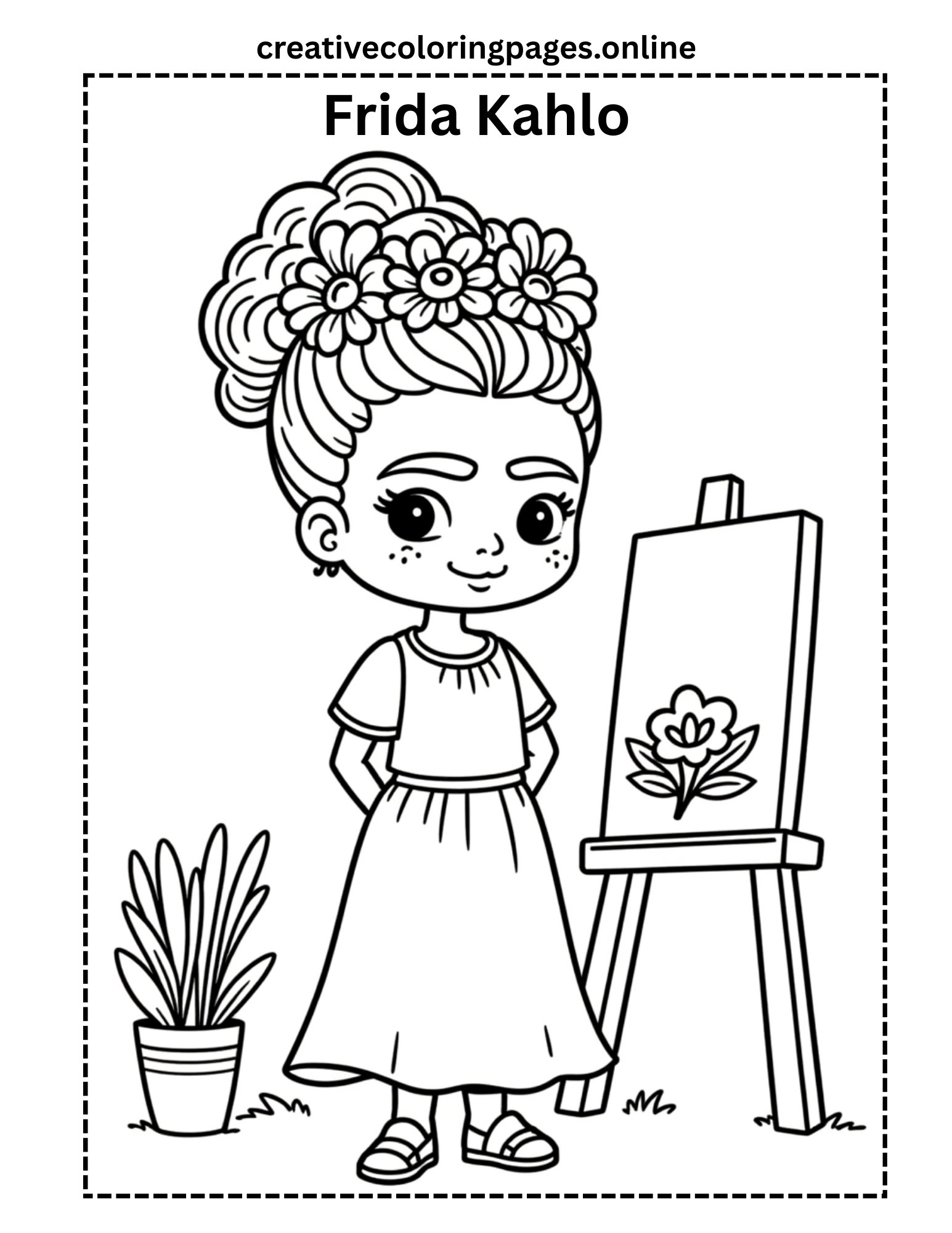 Frida Kahlo Coloring Page Free Printable Kids