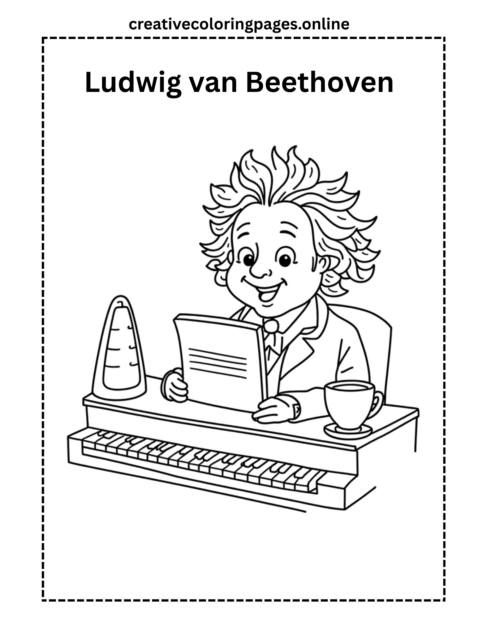 Beethoven Coloring Page Free Printable for Kids
