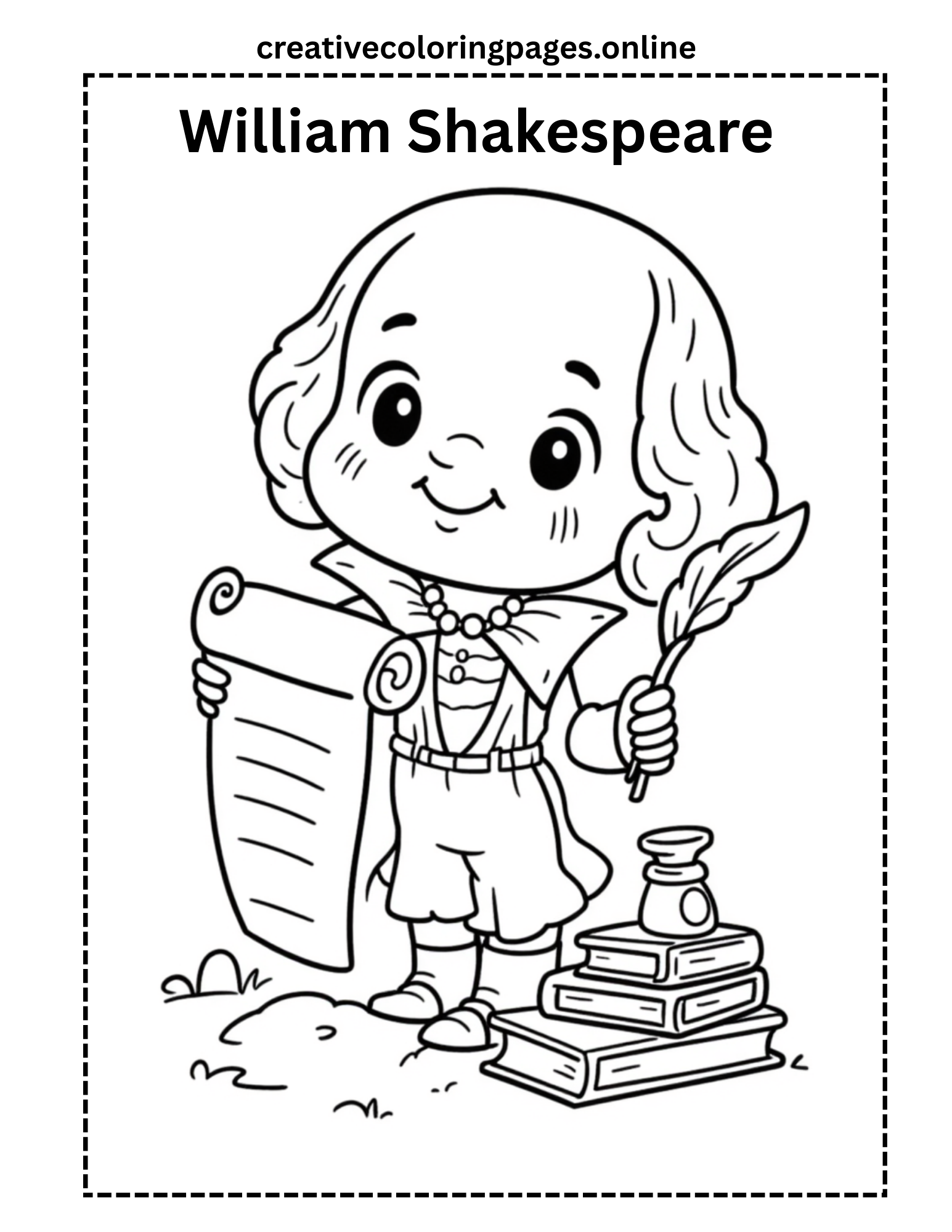 Shakespeare Coloring Page Free Printable for Kids