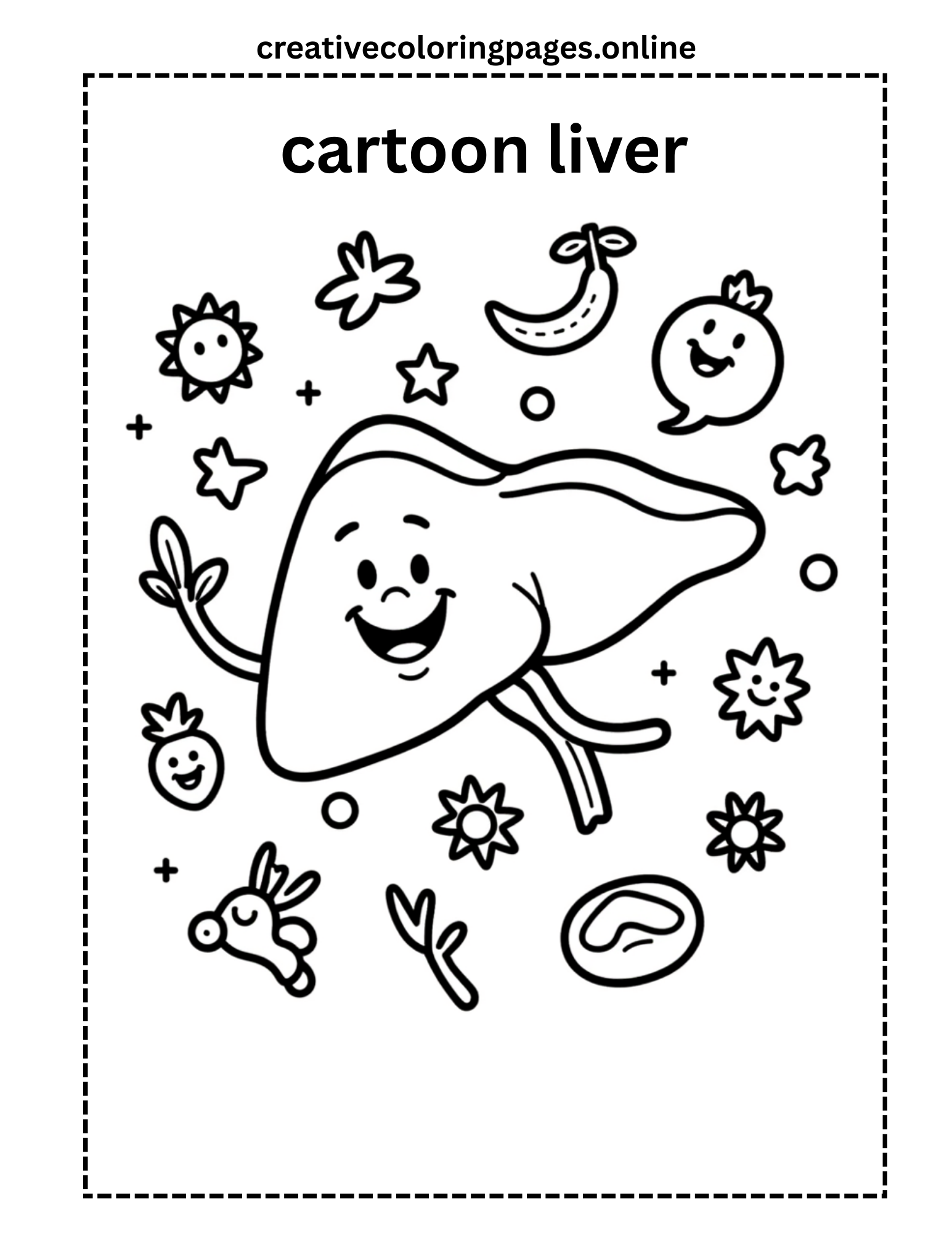 Cartoon Liver Coloring Page Free Printable Kids
