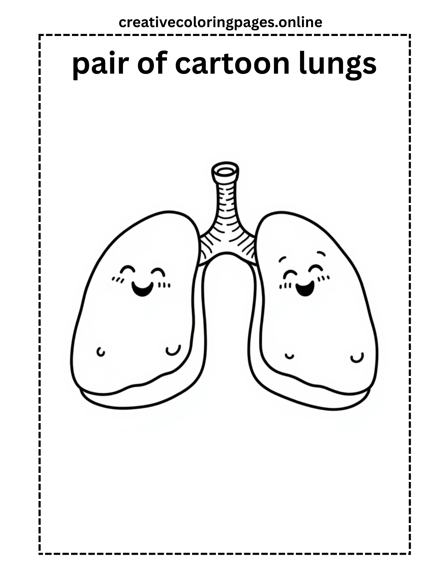 Cartoon Lungs Coloring Page Free Printable for Kids