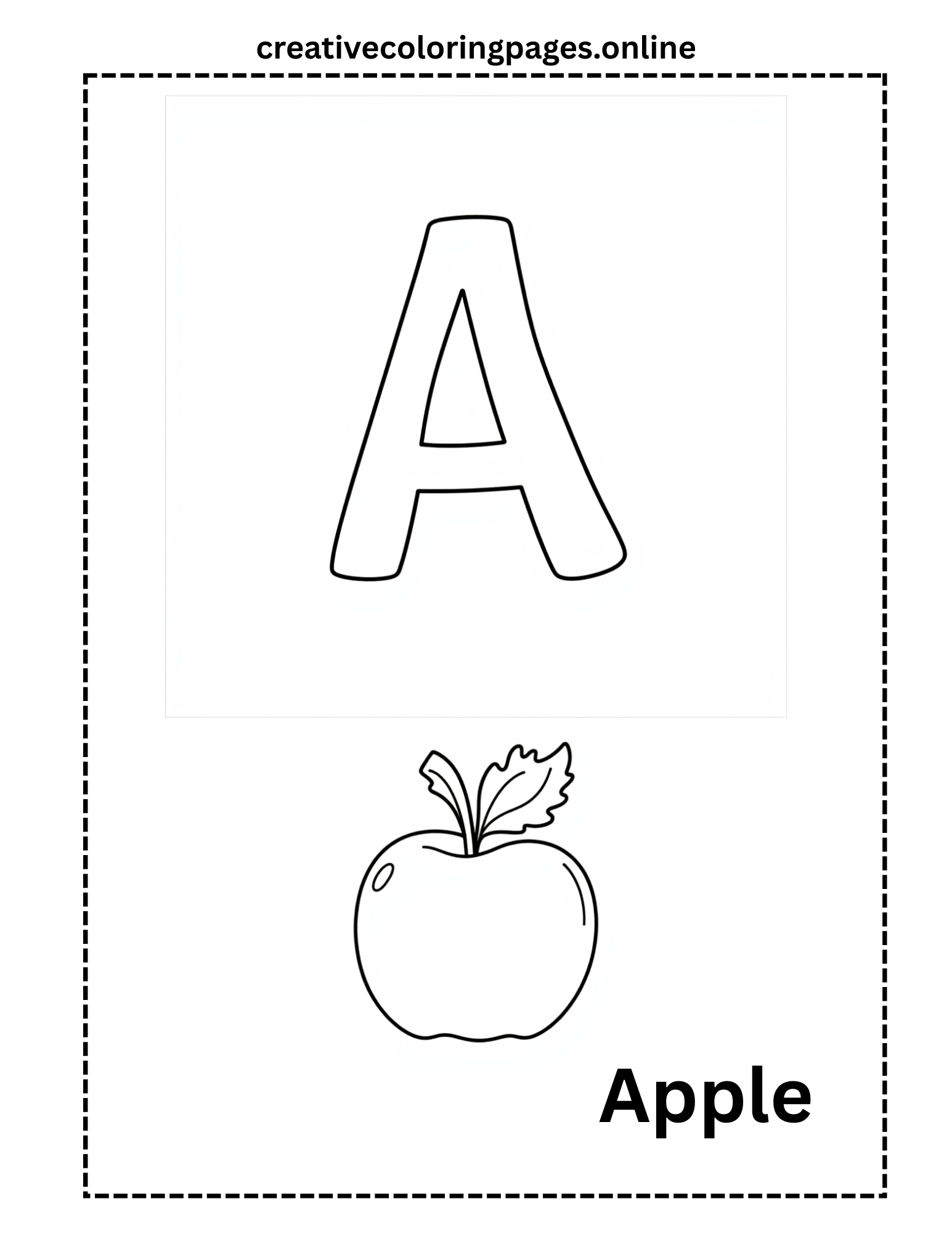 Free Letter A for Apple Coloring Page Printable