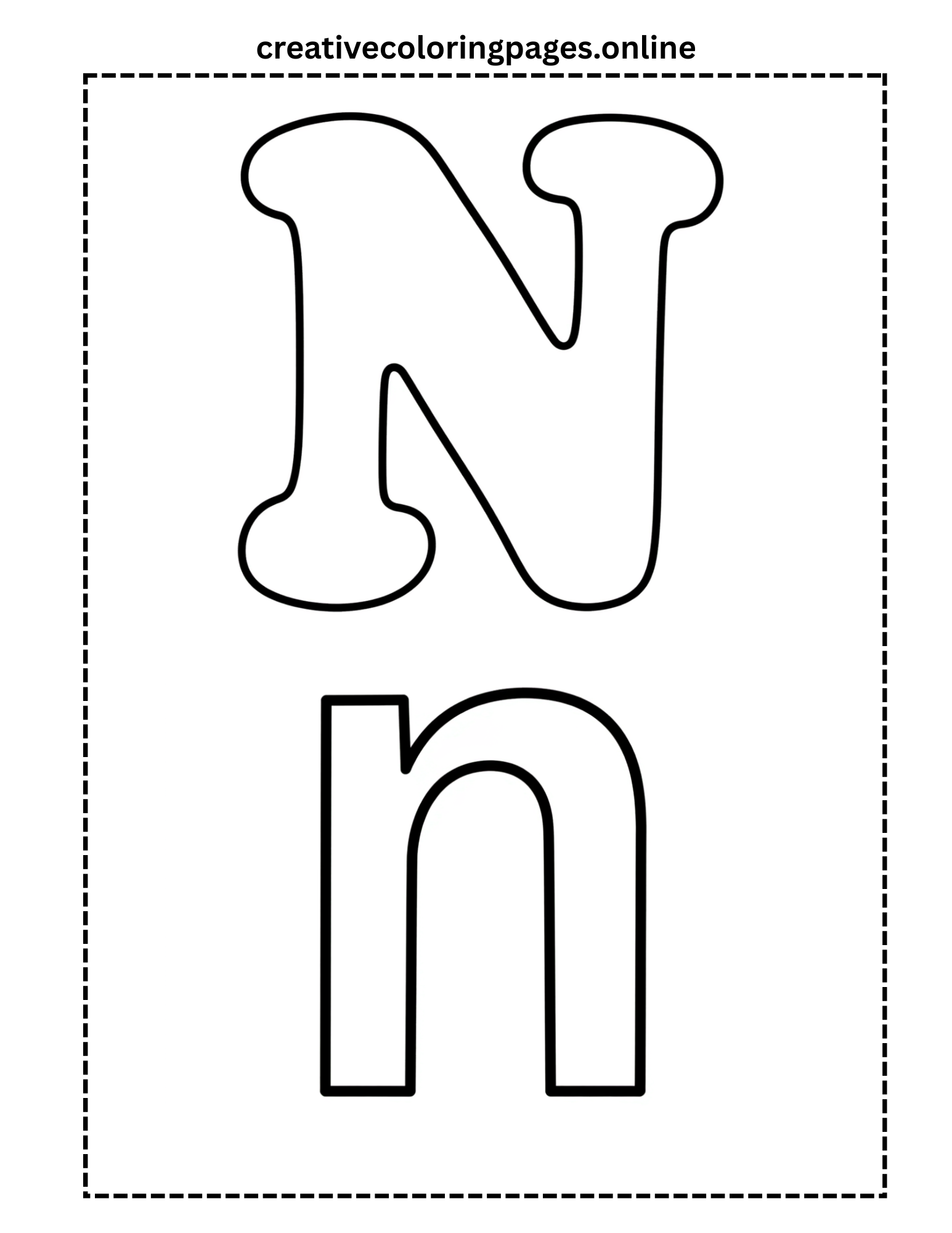 Letter N Coloring Page Uppercase & Lowercase