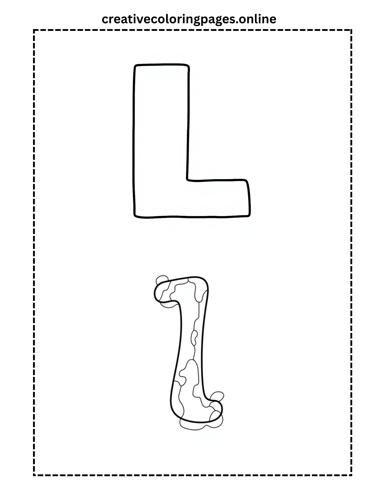 Letter L Coloring Page – Uppercase & Lowercase