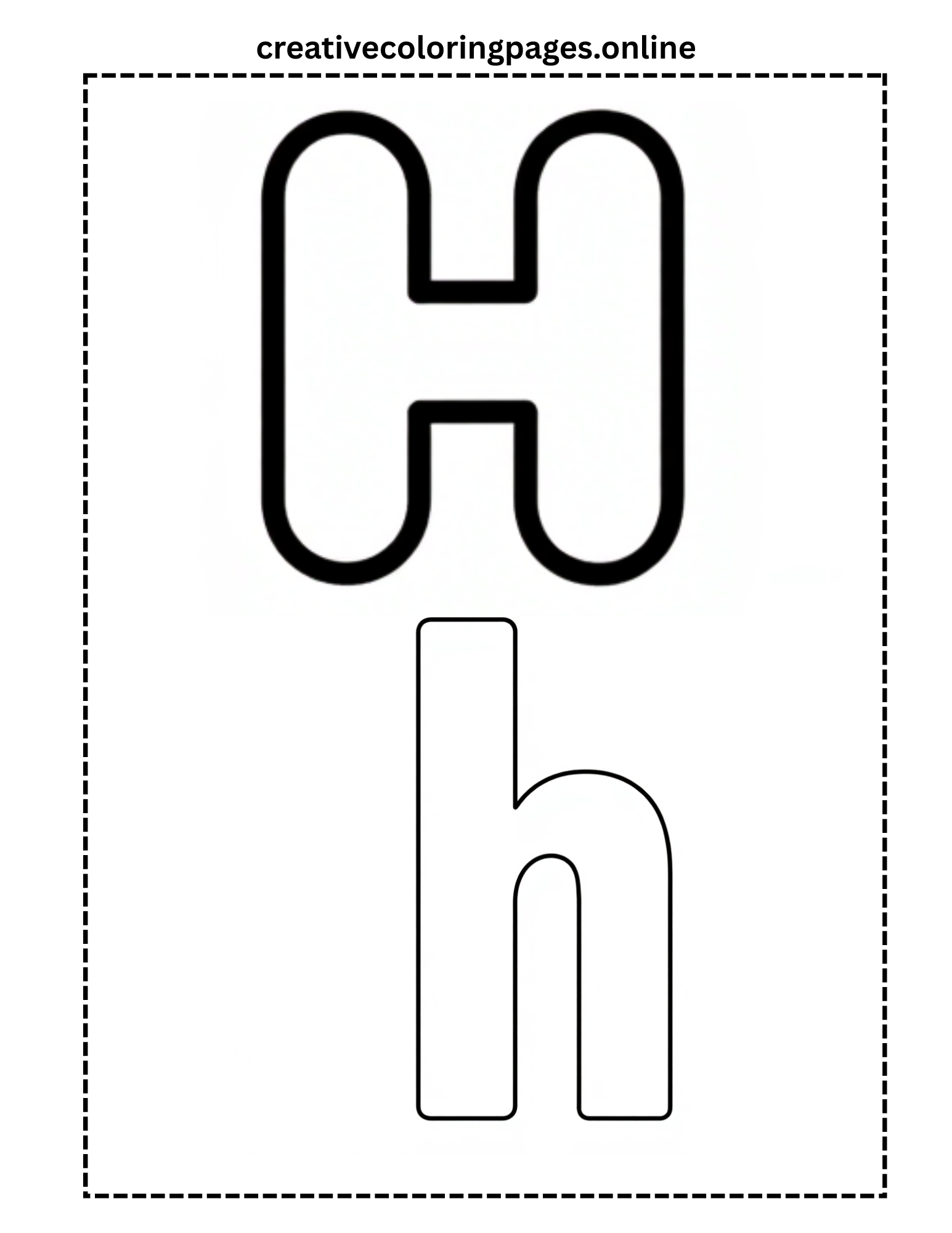 Letter H Coloring Page – Uppercase & Lowercase