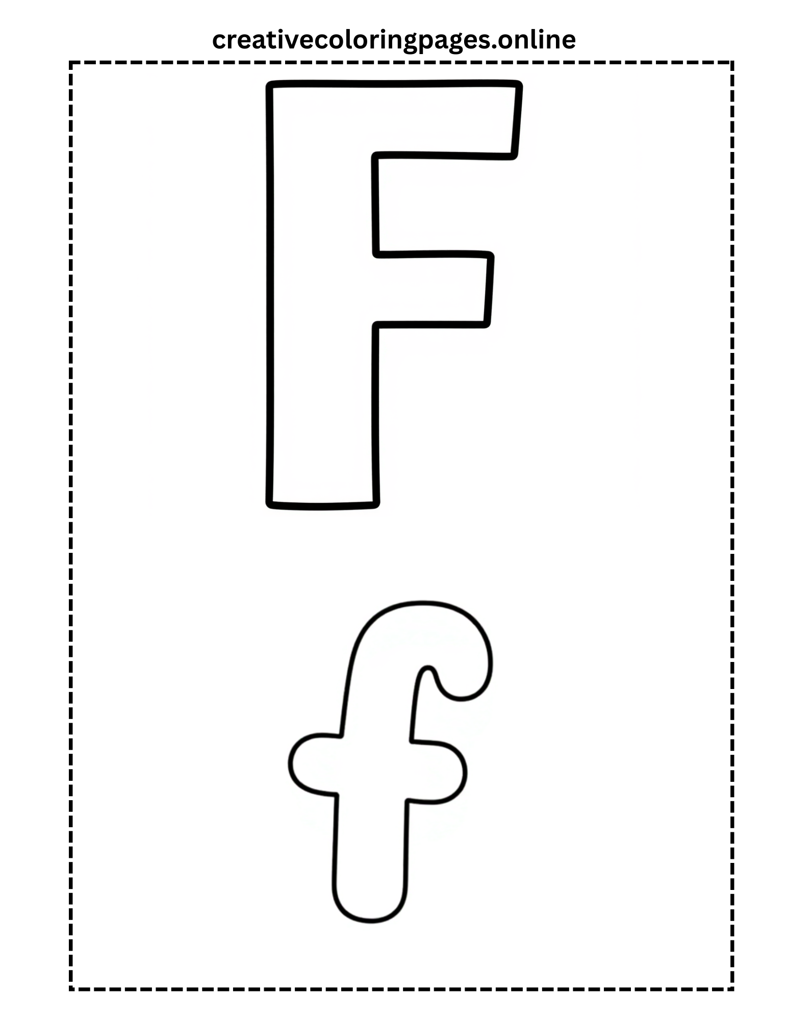 Letter F Coloring Page – Uppercase & Lowercase