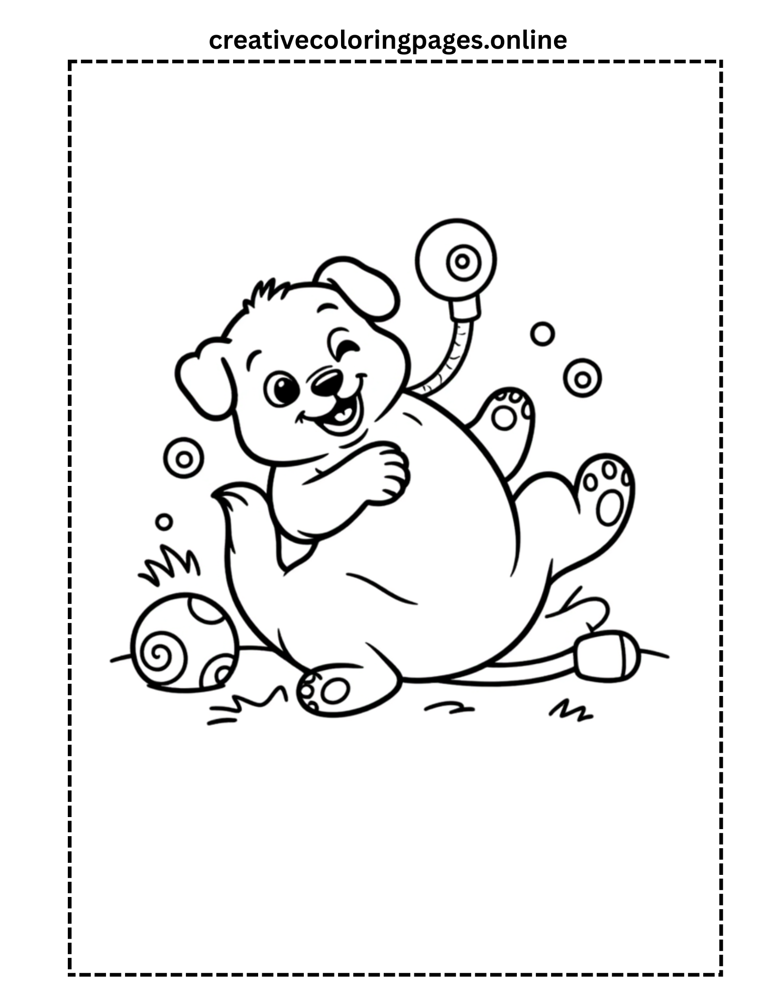 Puppy Playing with Toys Coloring Page