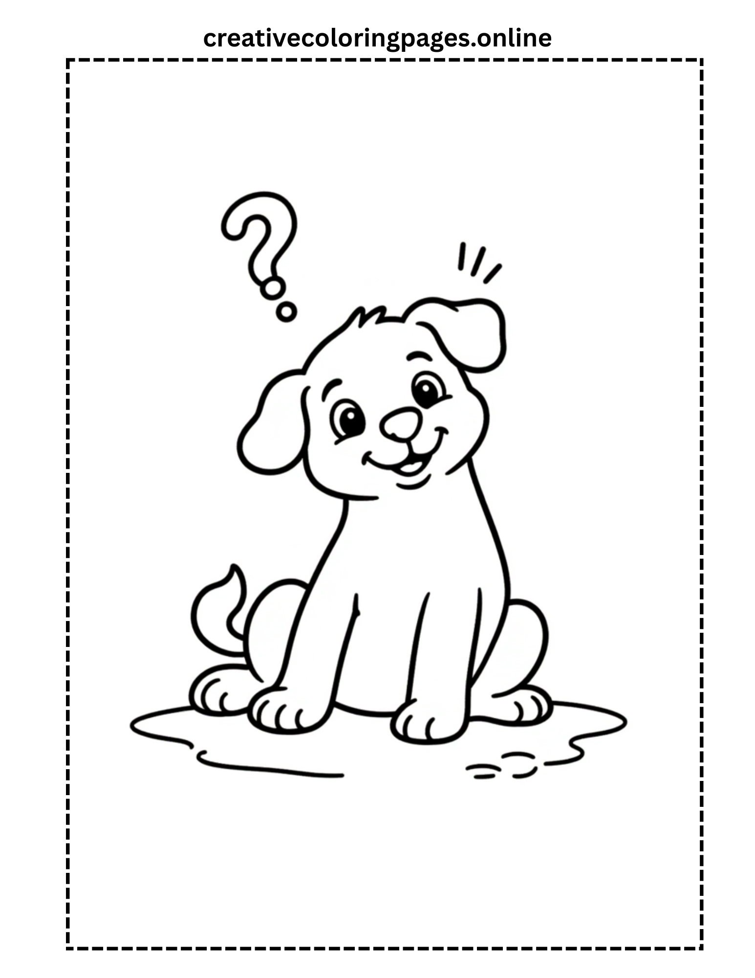 Curious Puppy with Question Mark Coloring Page
