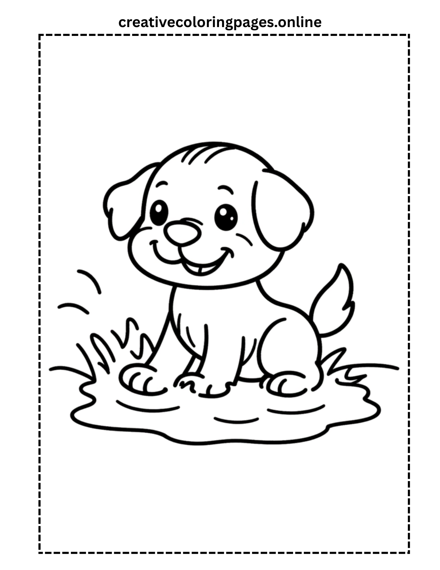 Sitting Puppy Coloring Page - Image 1