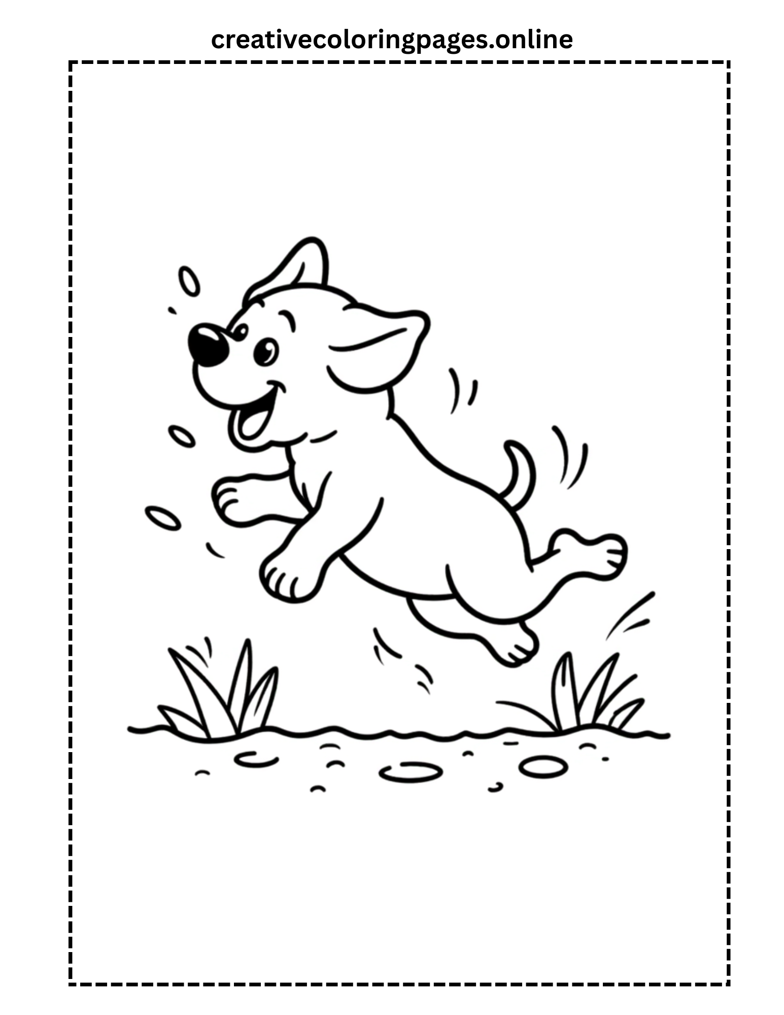 Jumping Puppy Coloring Page - Image 1
