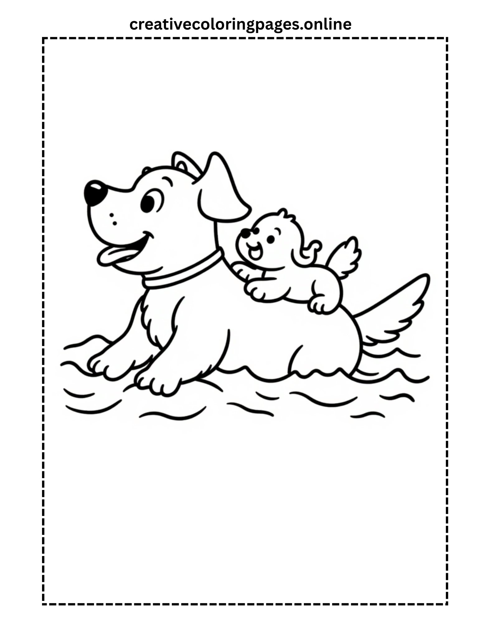 Swimming Dog & Friend Coloring Page - Image 1