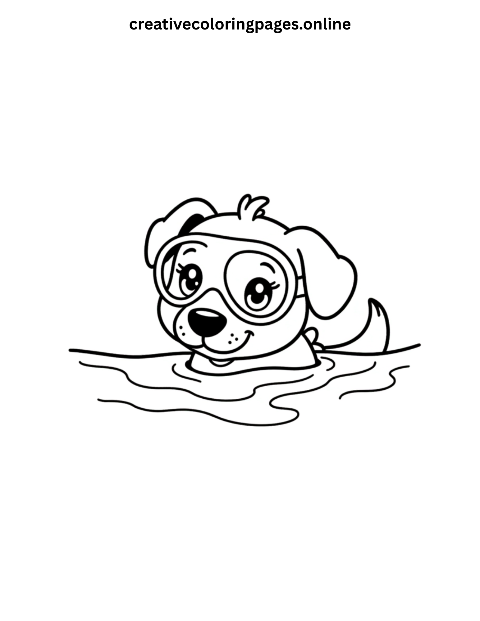 Puppy with Swim Goggles Coloring Page