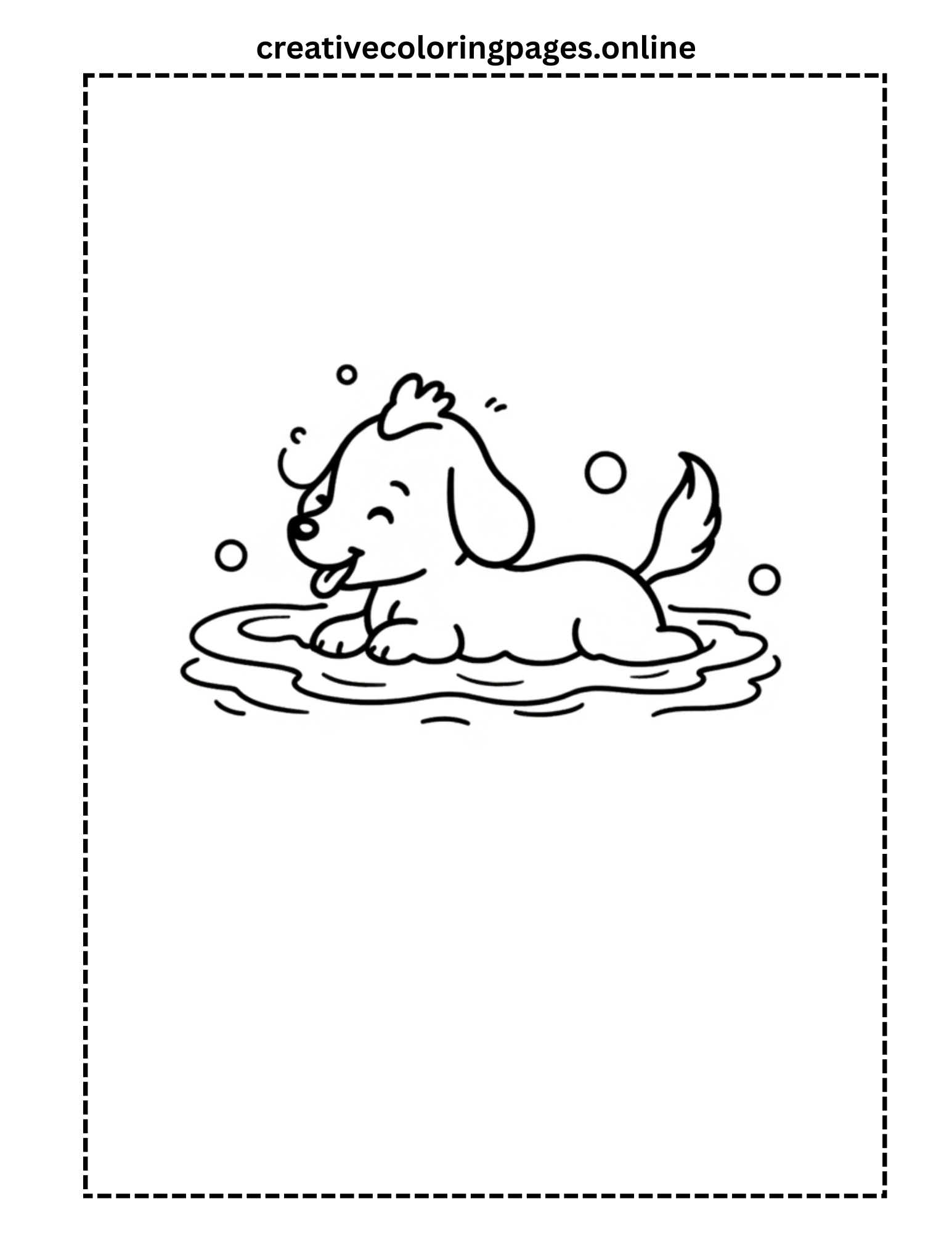 Puppy in Bubbles Coloring Page - Image 1