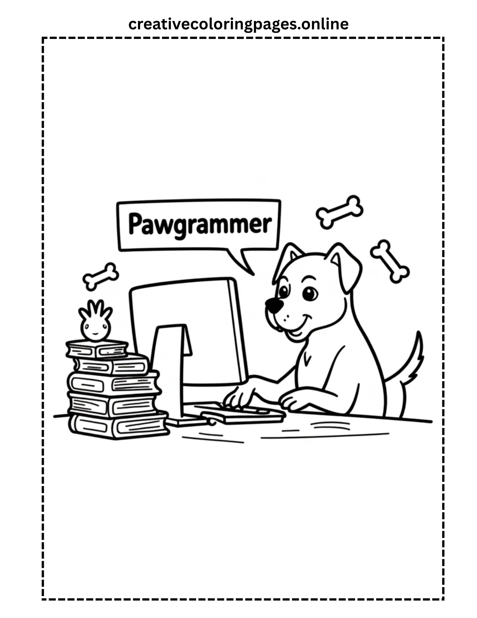 Programmer Puppy Coloring Page - Image 1