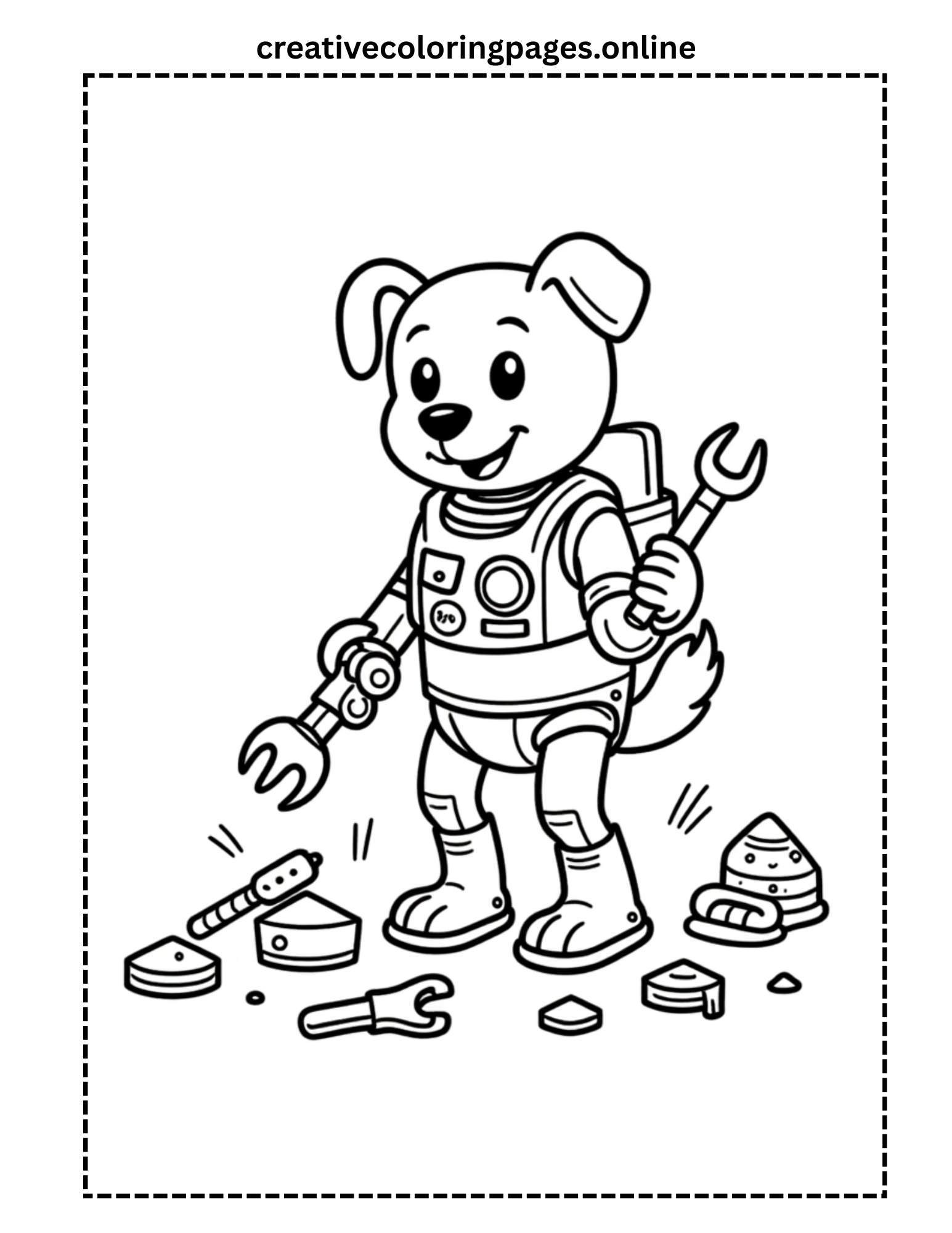 Astronaut Puppy Coloring Page - Image 1