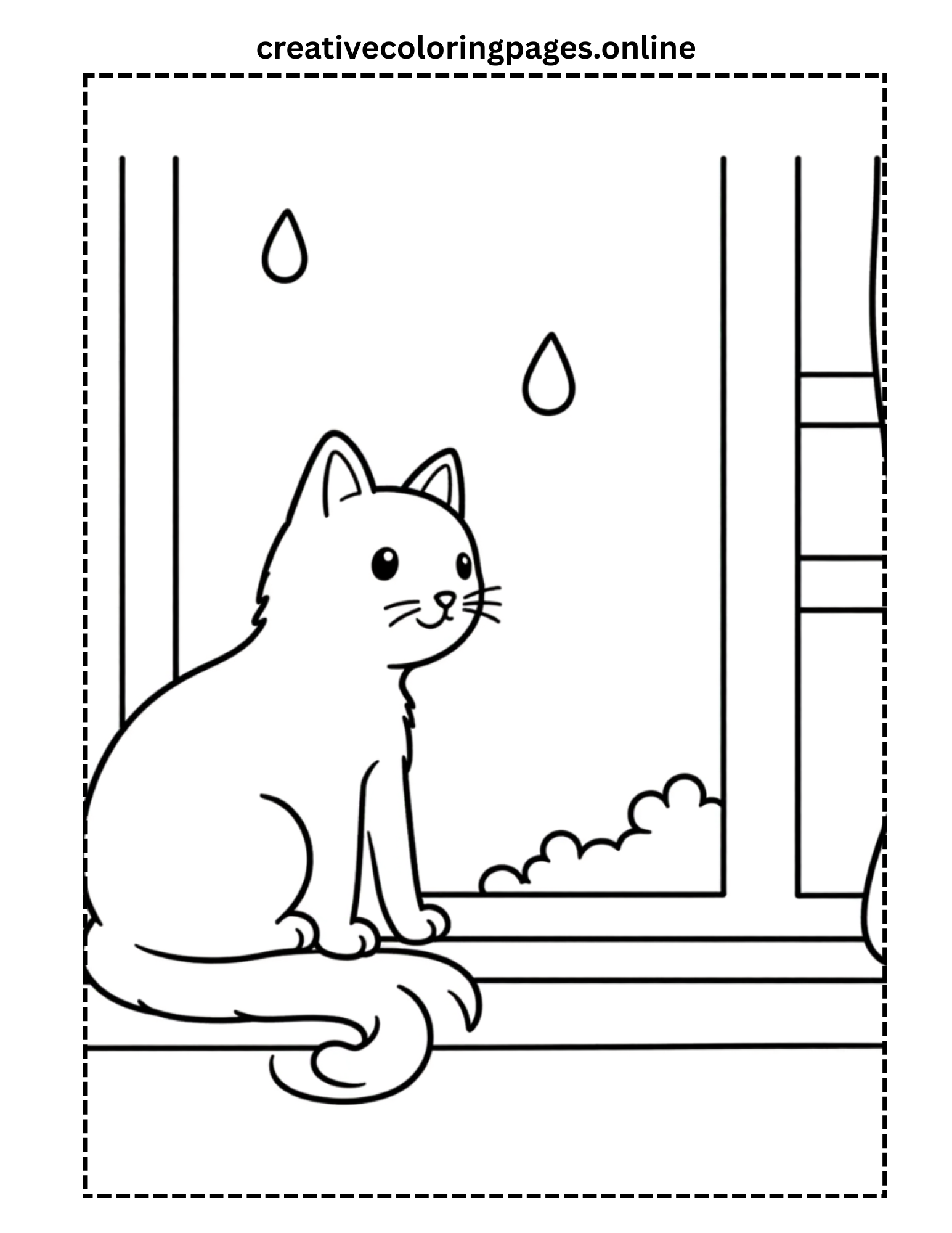 Cat by the Window Coloring Page - Image 1
