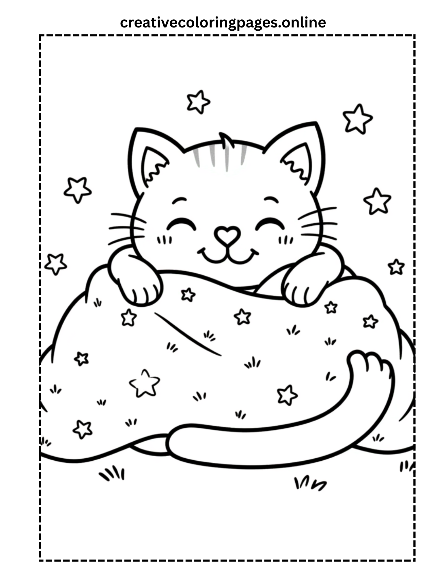 Cozy Cat Napping Coloring Page - Image 1