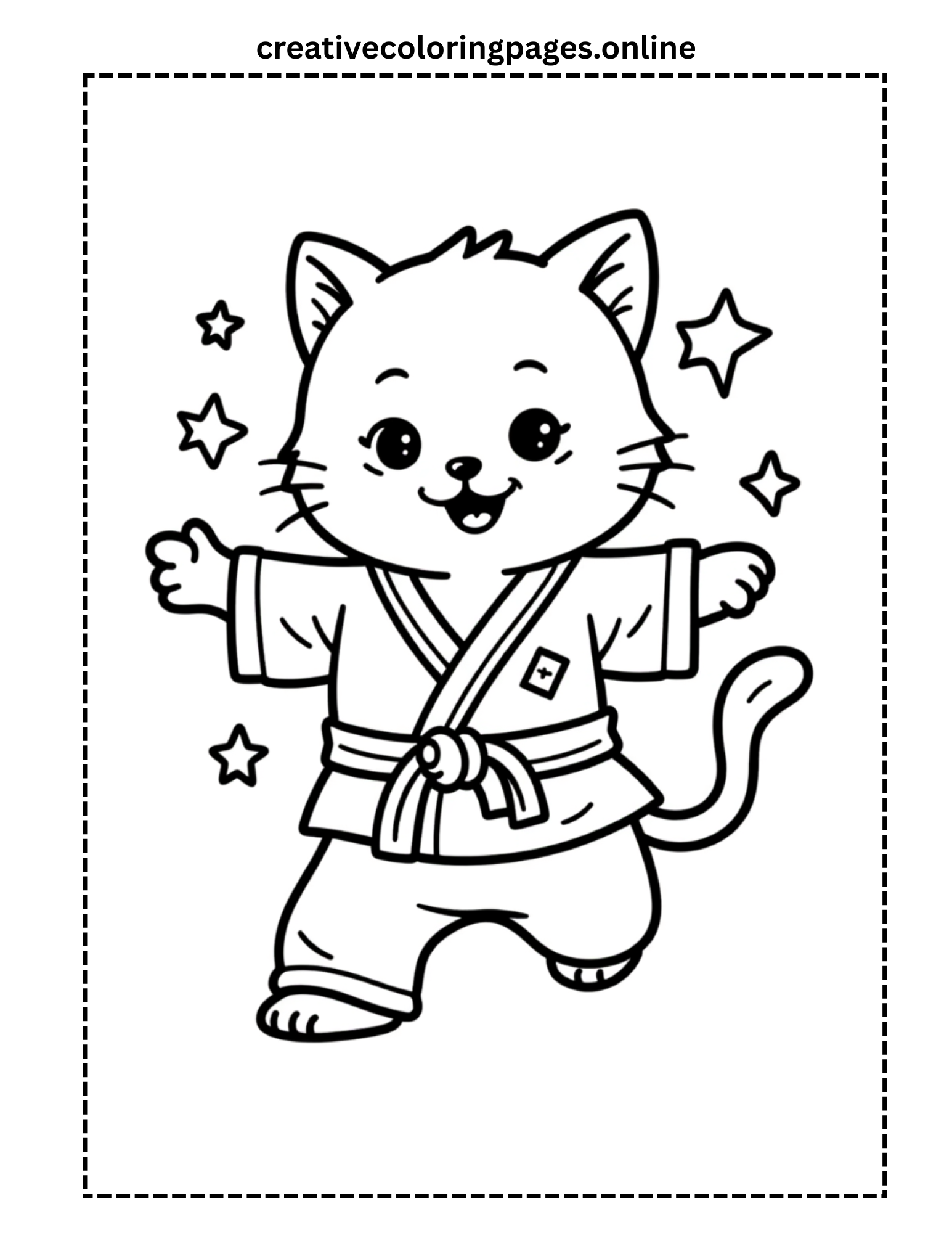Karate Cat Coloring Page - Image 1