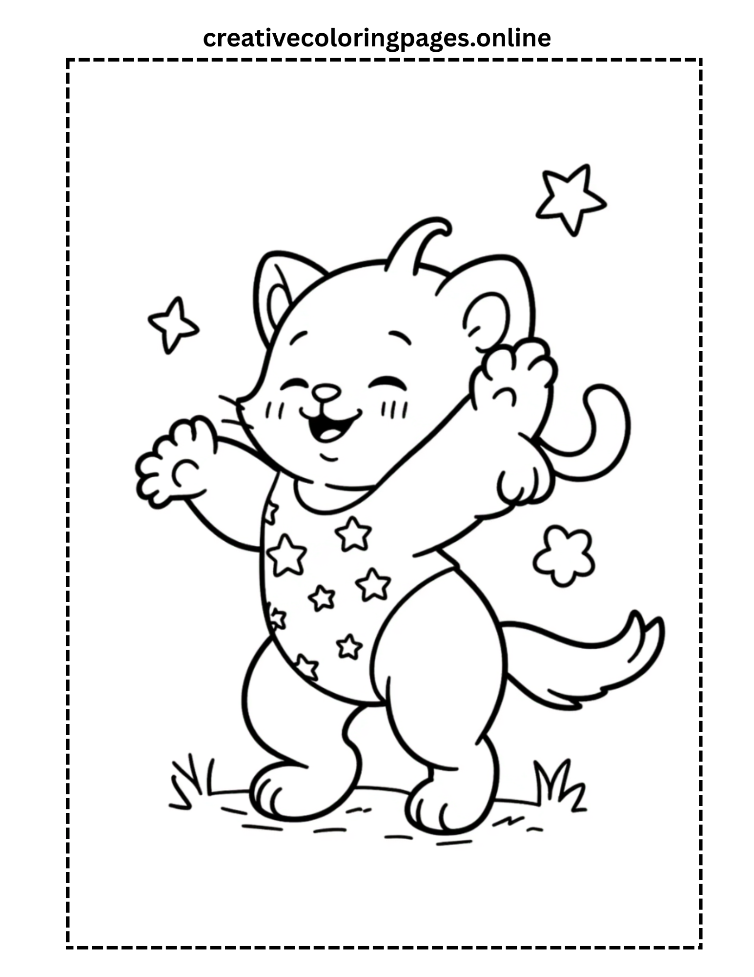 Dancing Cat Coloring Page - Image 1