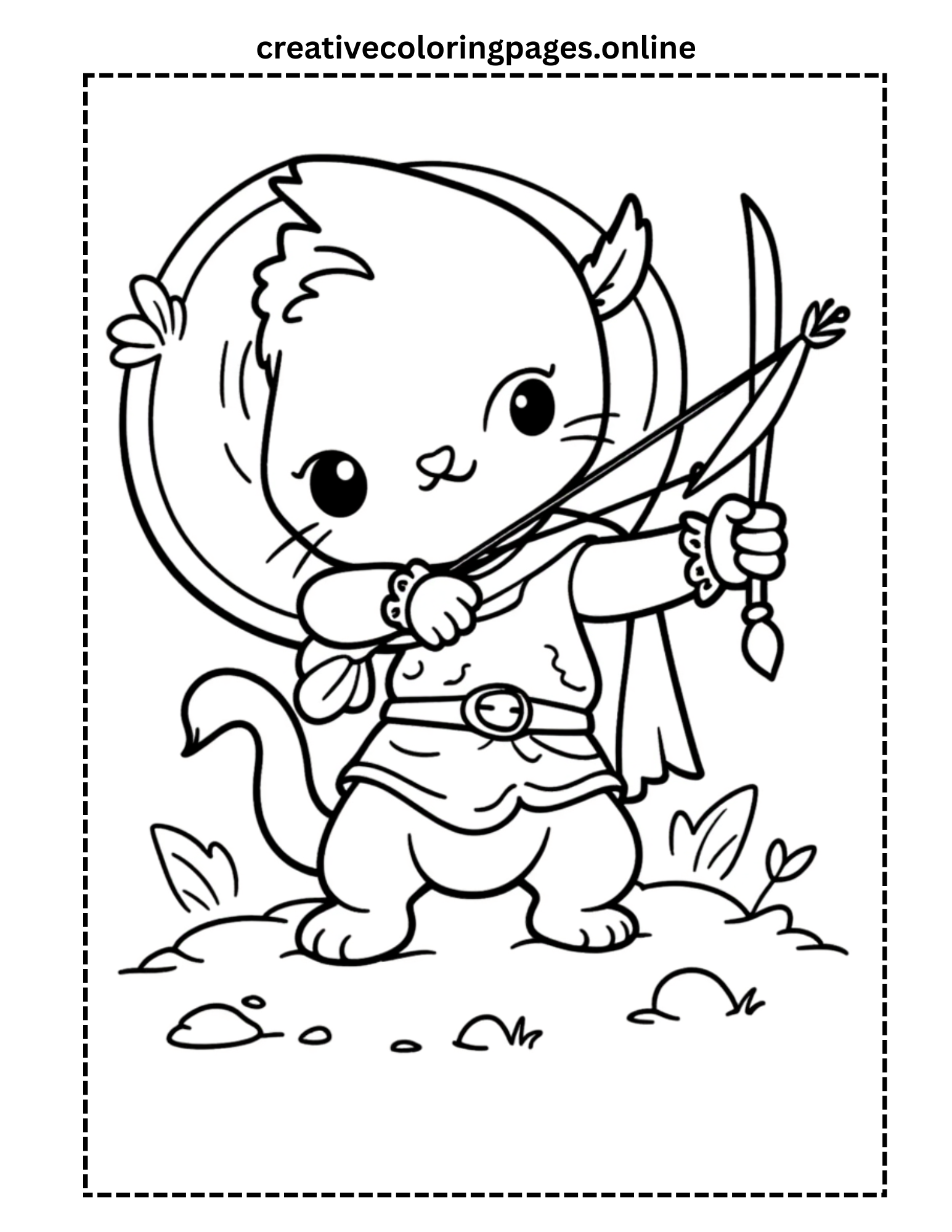 Cat Archer Coloring Page - Image 1