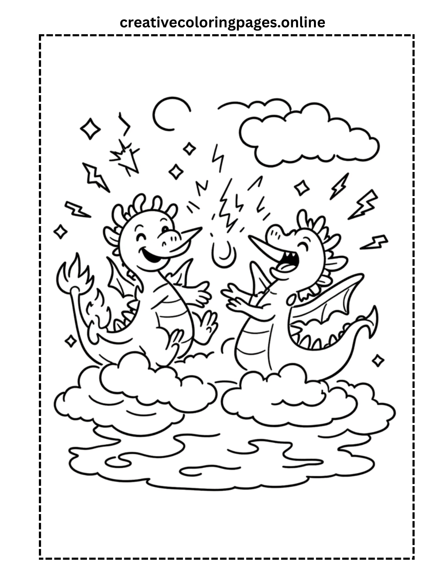 Dragon Coloring Page Fantasy for Kids