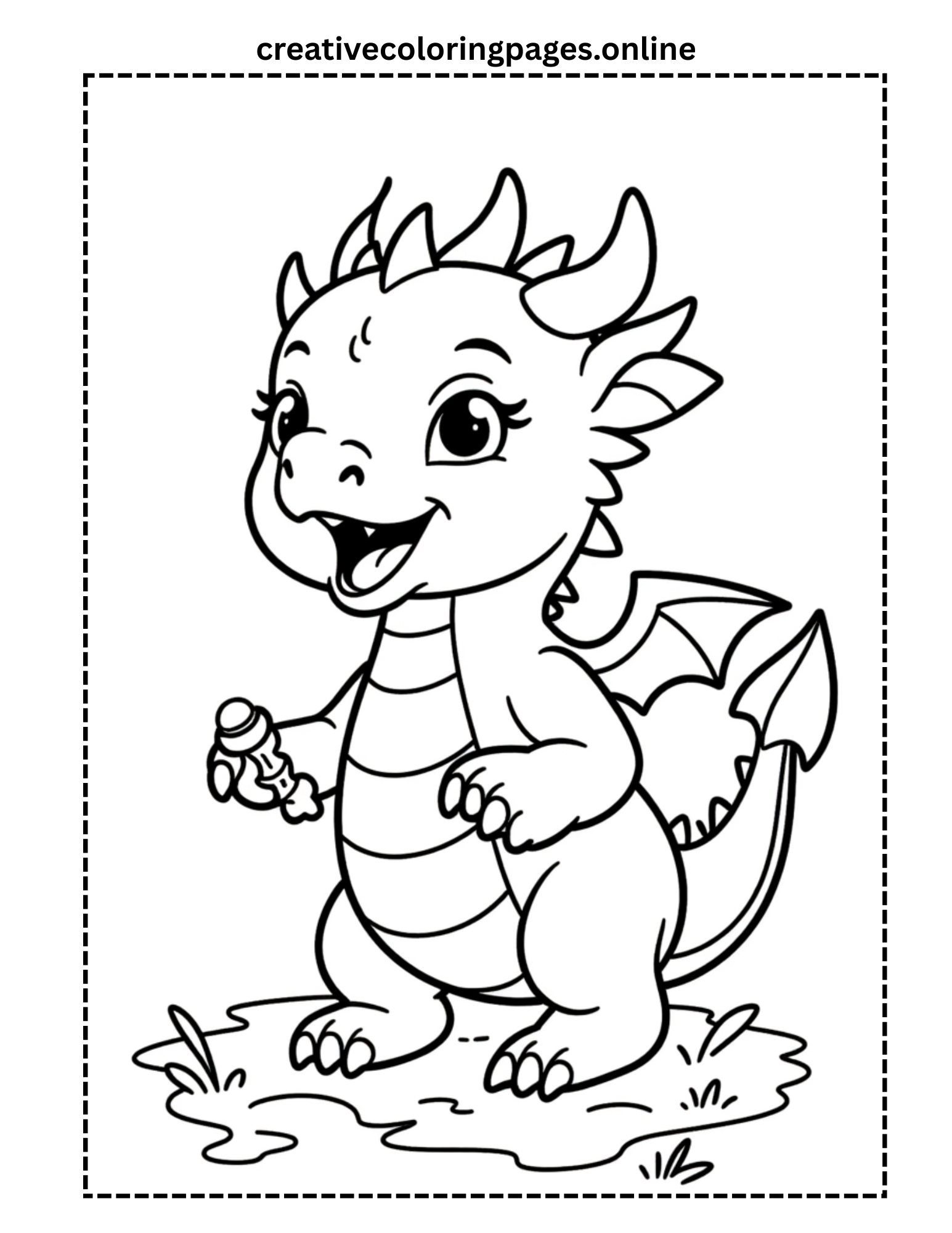 Cute Standing Dragon Coloring Page