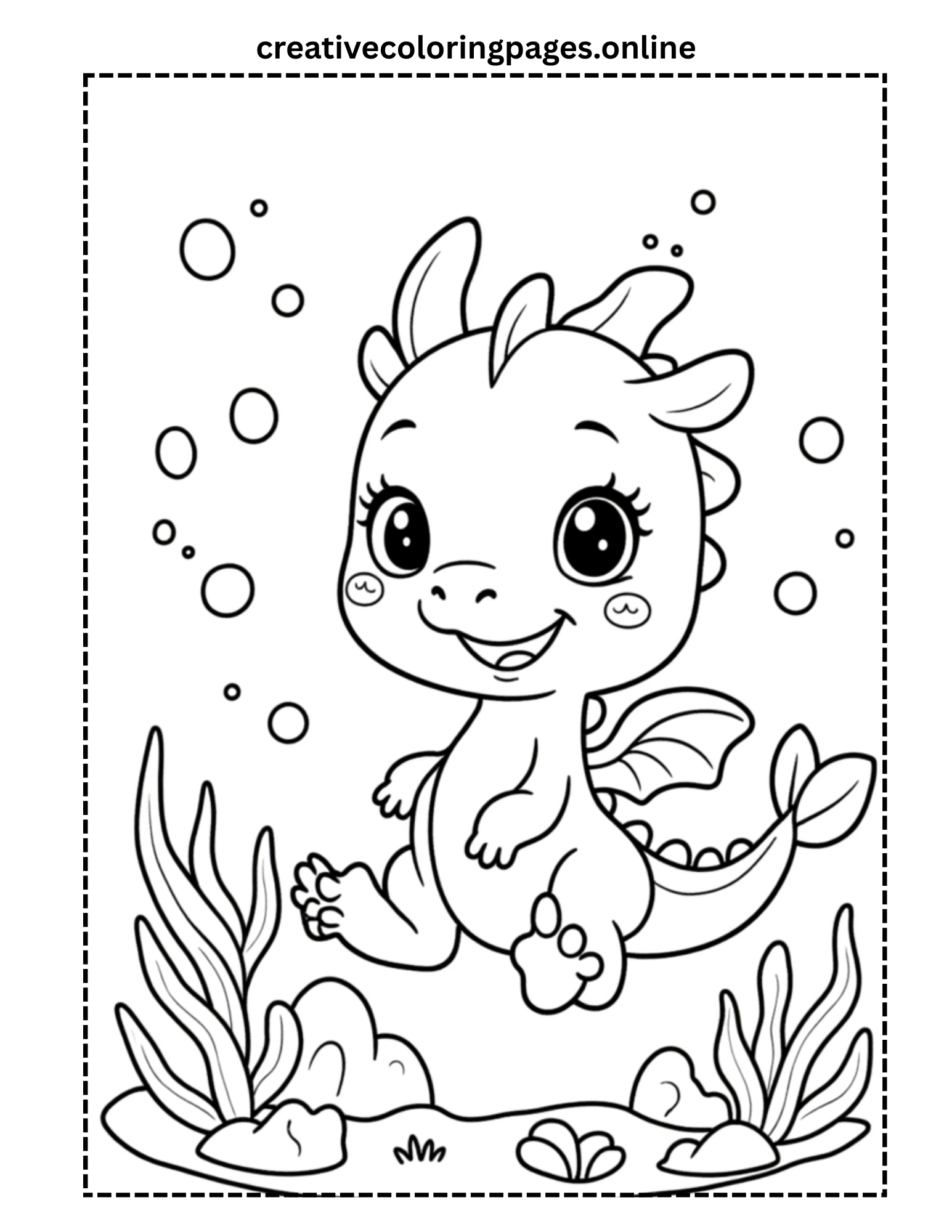 Underwater Sea Dragon Coloring Page