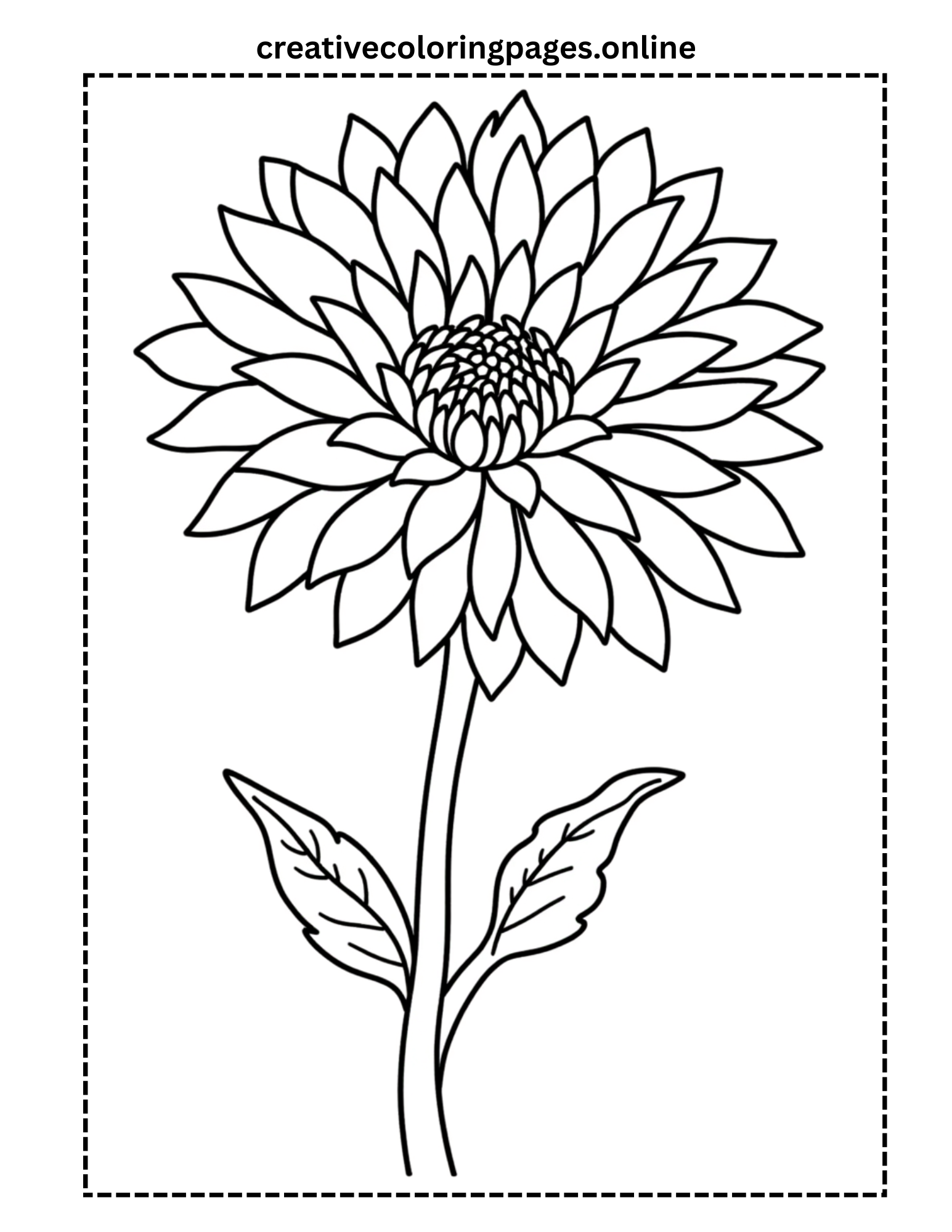 Dahlia Flower Coloring Page - Image 1