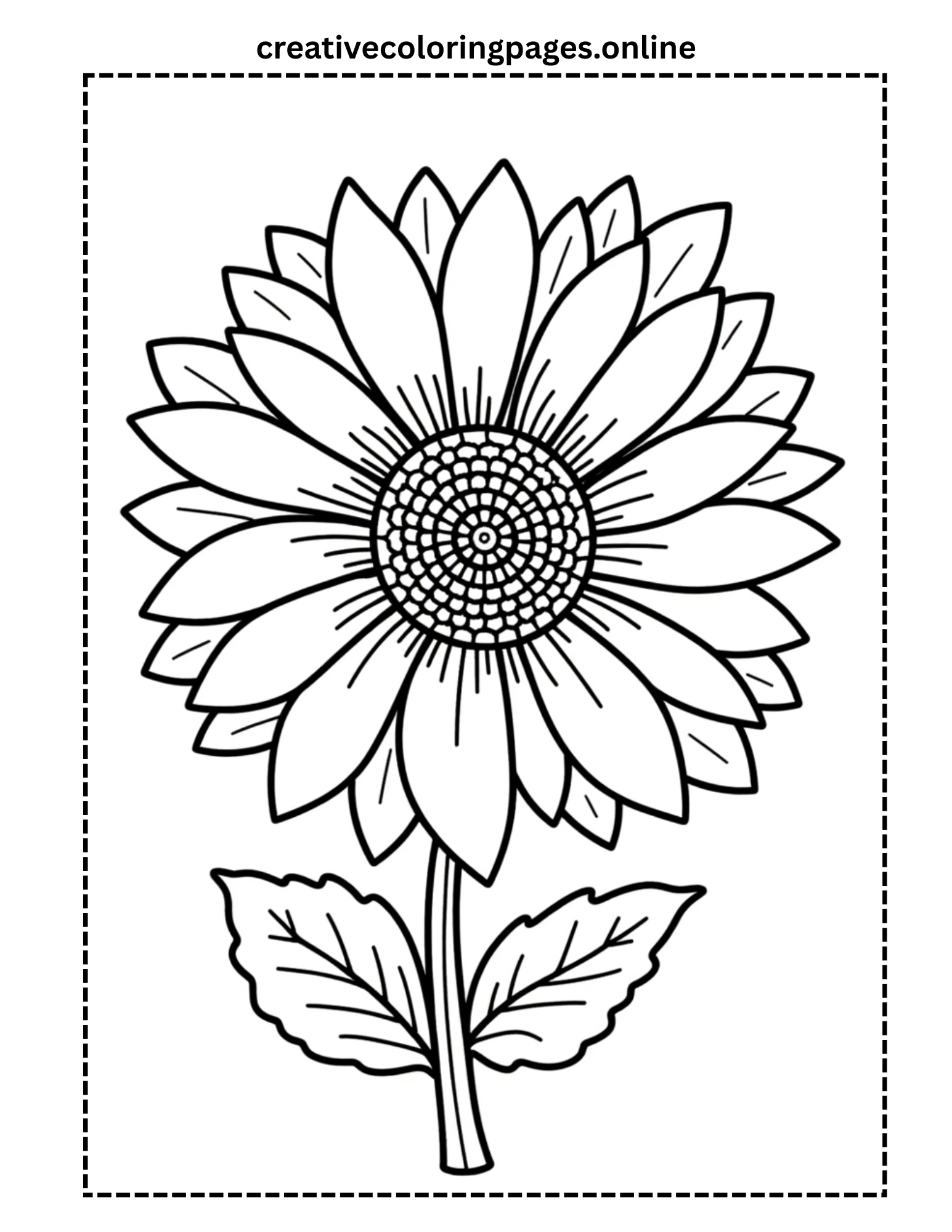 Realistic Sunflower Coloring Page