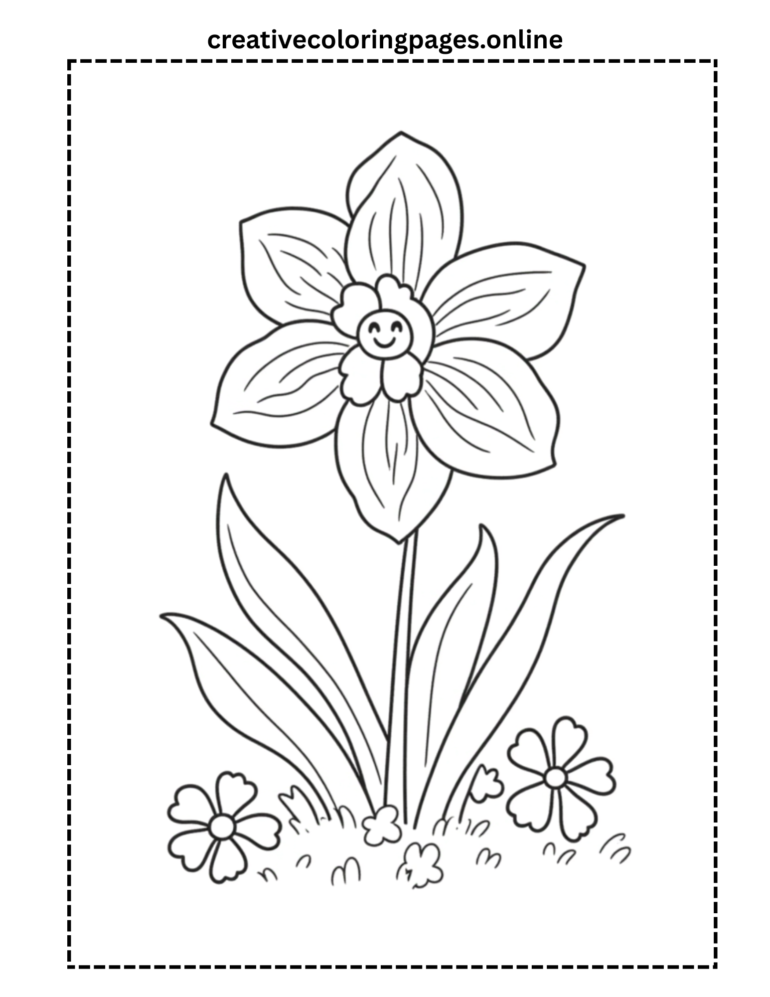 Cute Daffodil Flower Coloring Page - Image 1