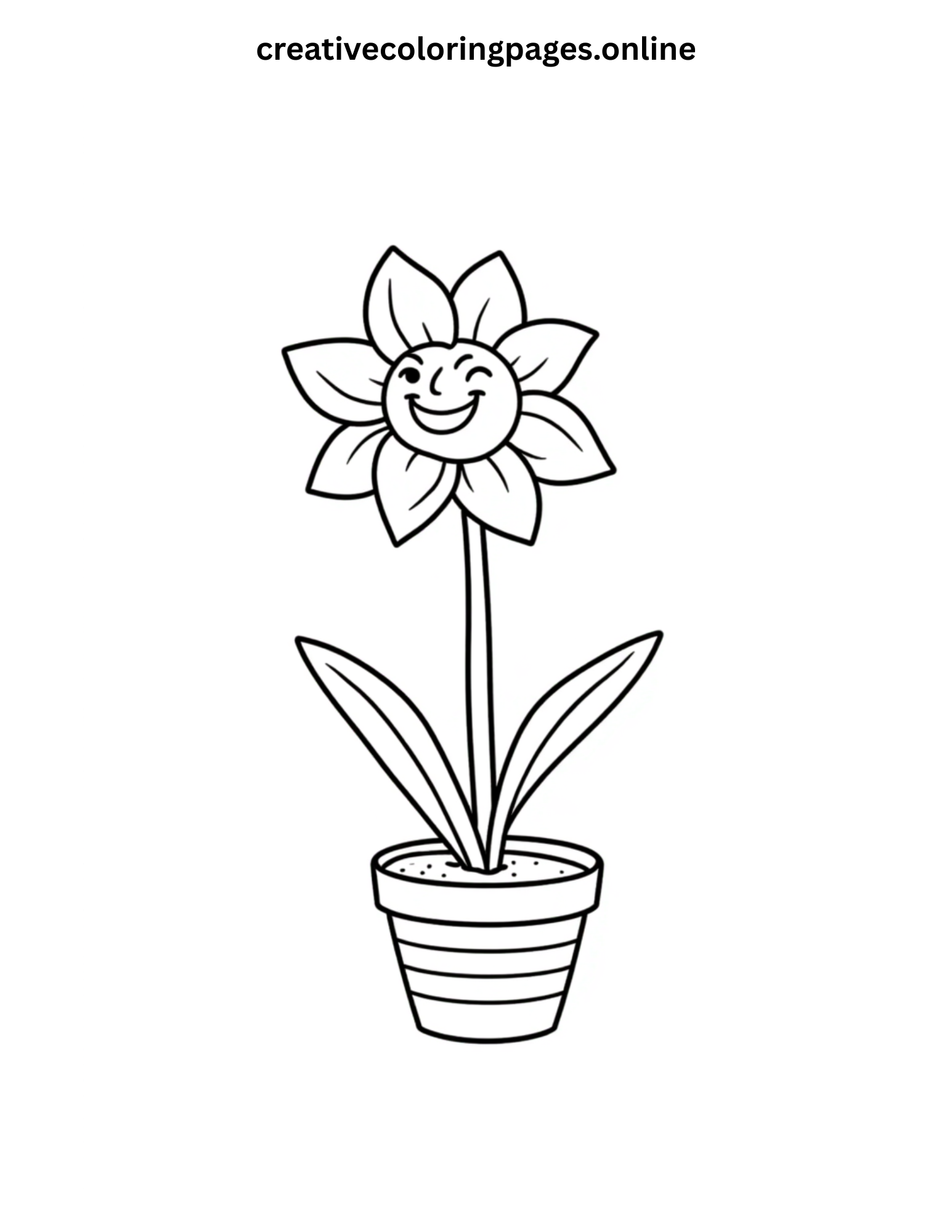 Winking Flower Pot Coloring Page