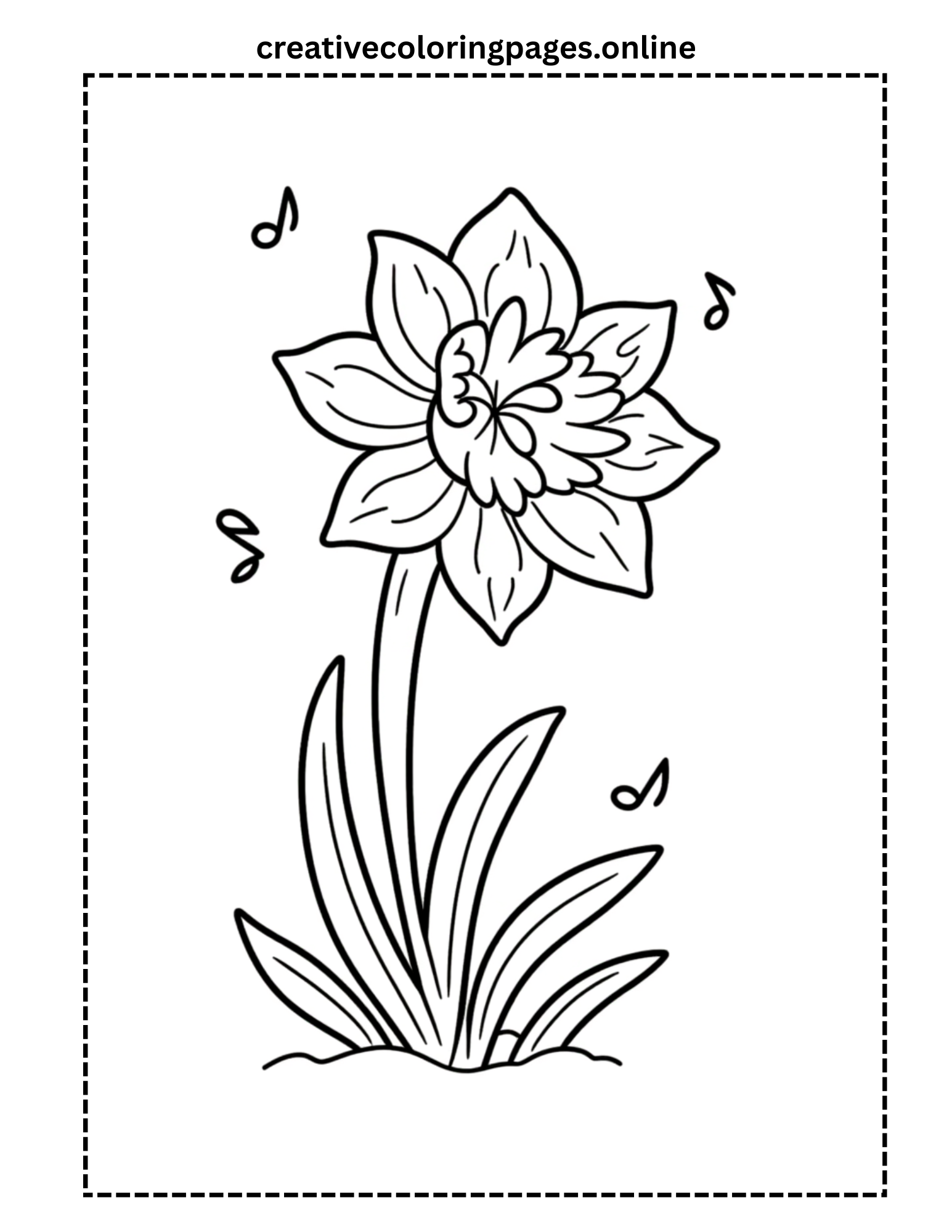 Musical Daffodil Coloring Page