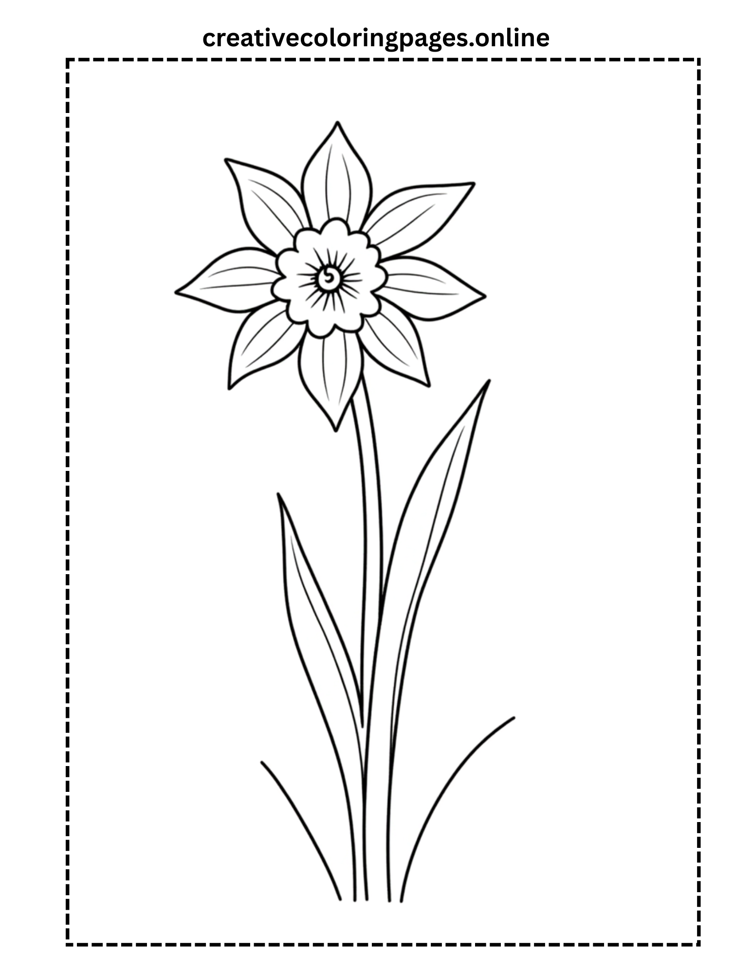 Simple Daffodil Flower Coloring Page 