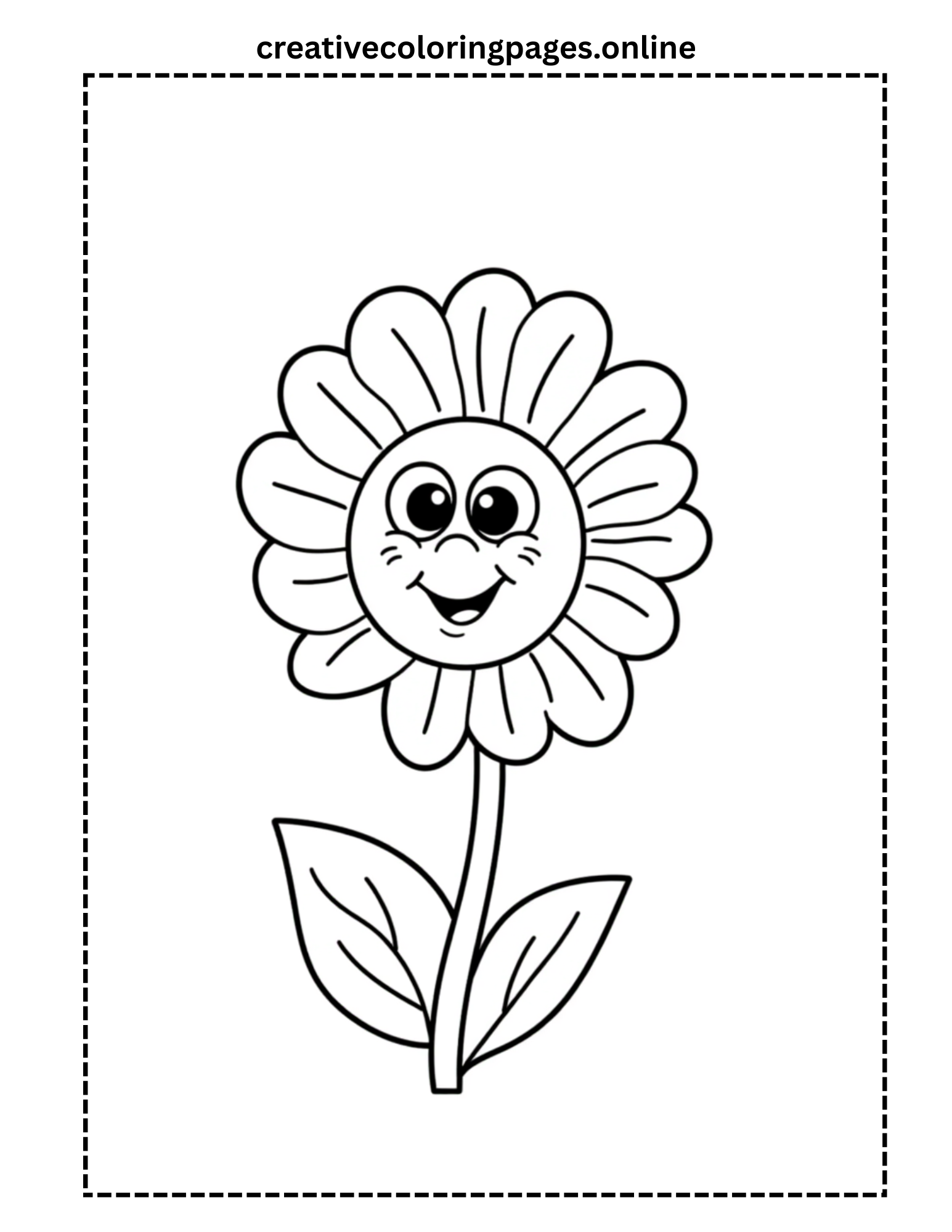 Big Smile Flower Coloring Page - Image 1
