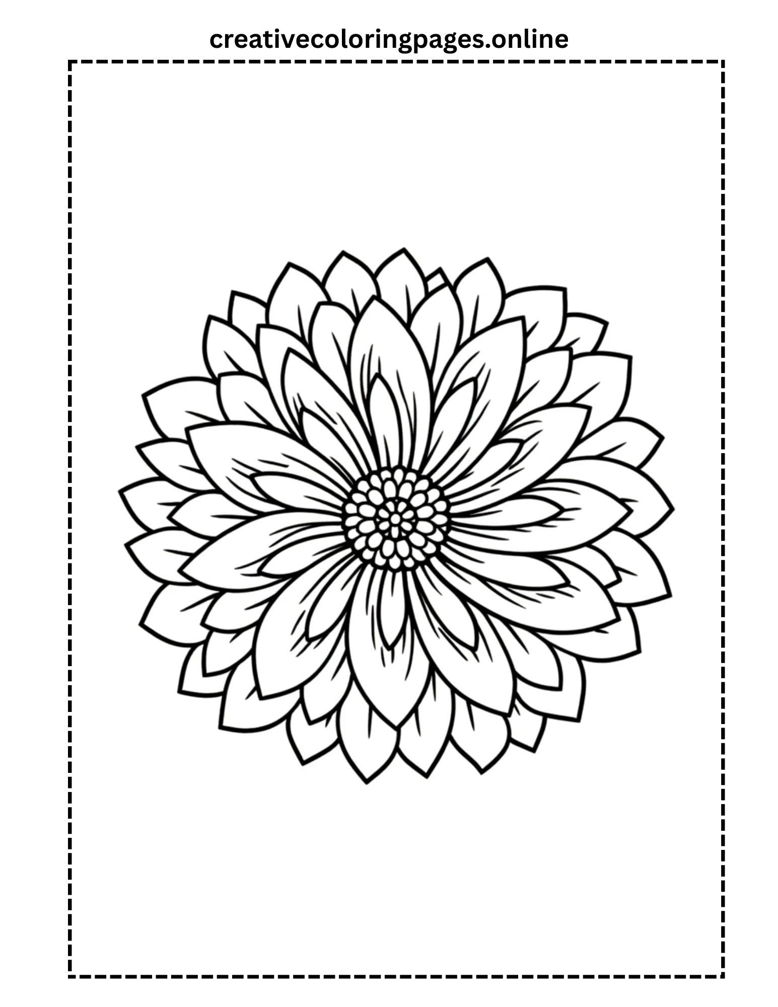Full Bloom Dahlia Mandala Coloring Page - Image 1