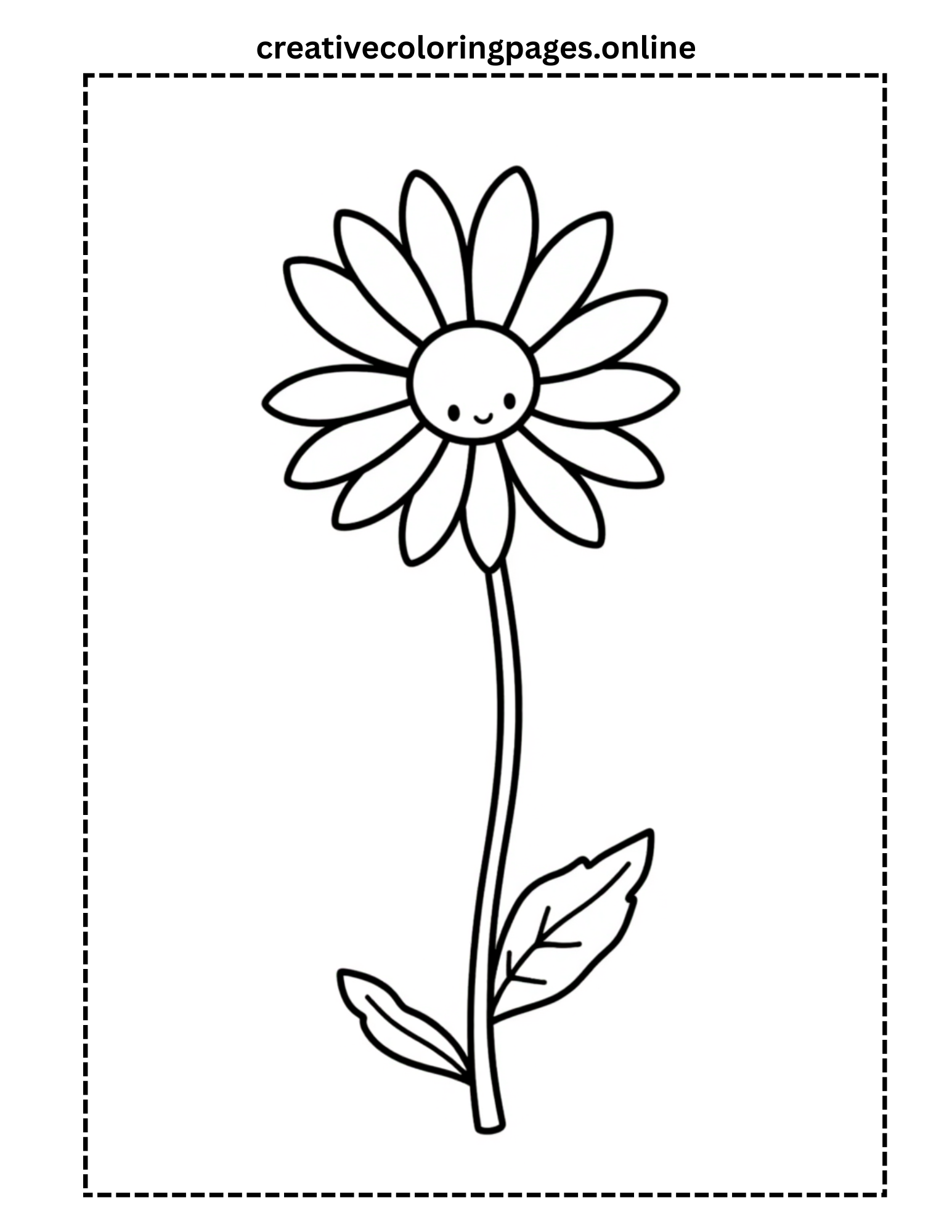 Tall Smiling Daisy Coloring Page