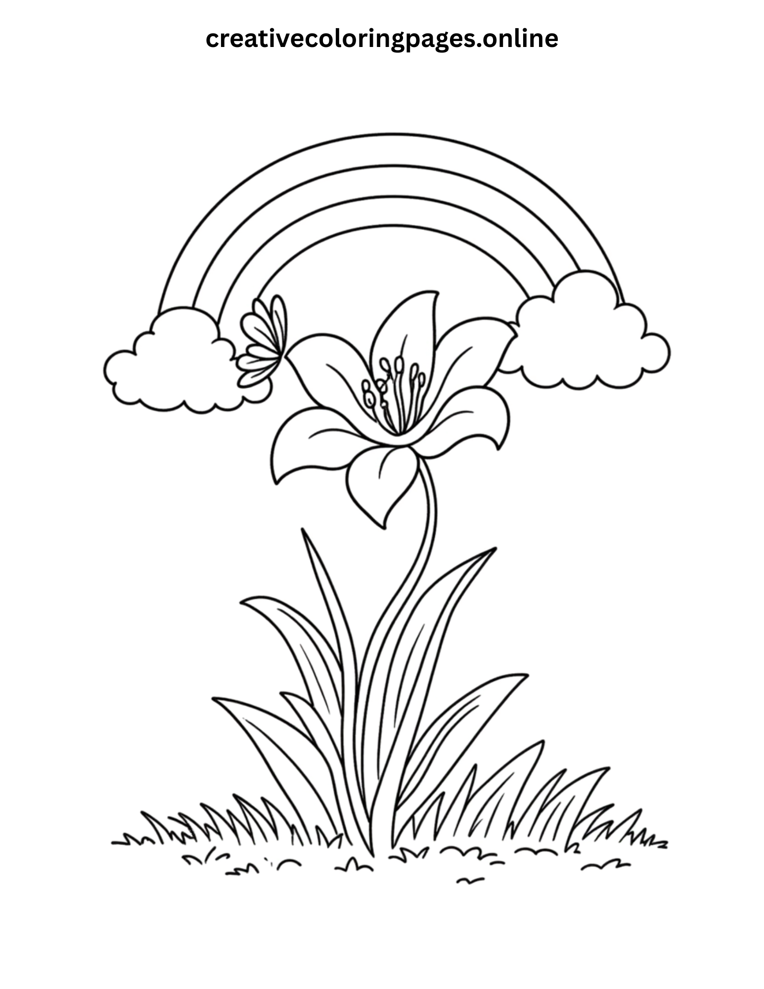 Lily Flower with Rainbow Coloring Page - Image 1