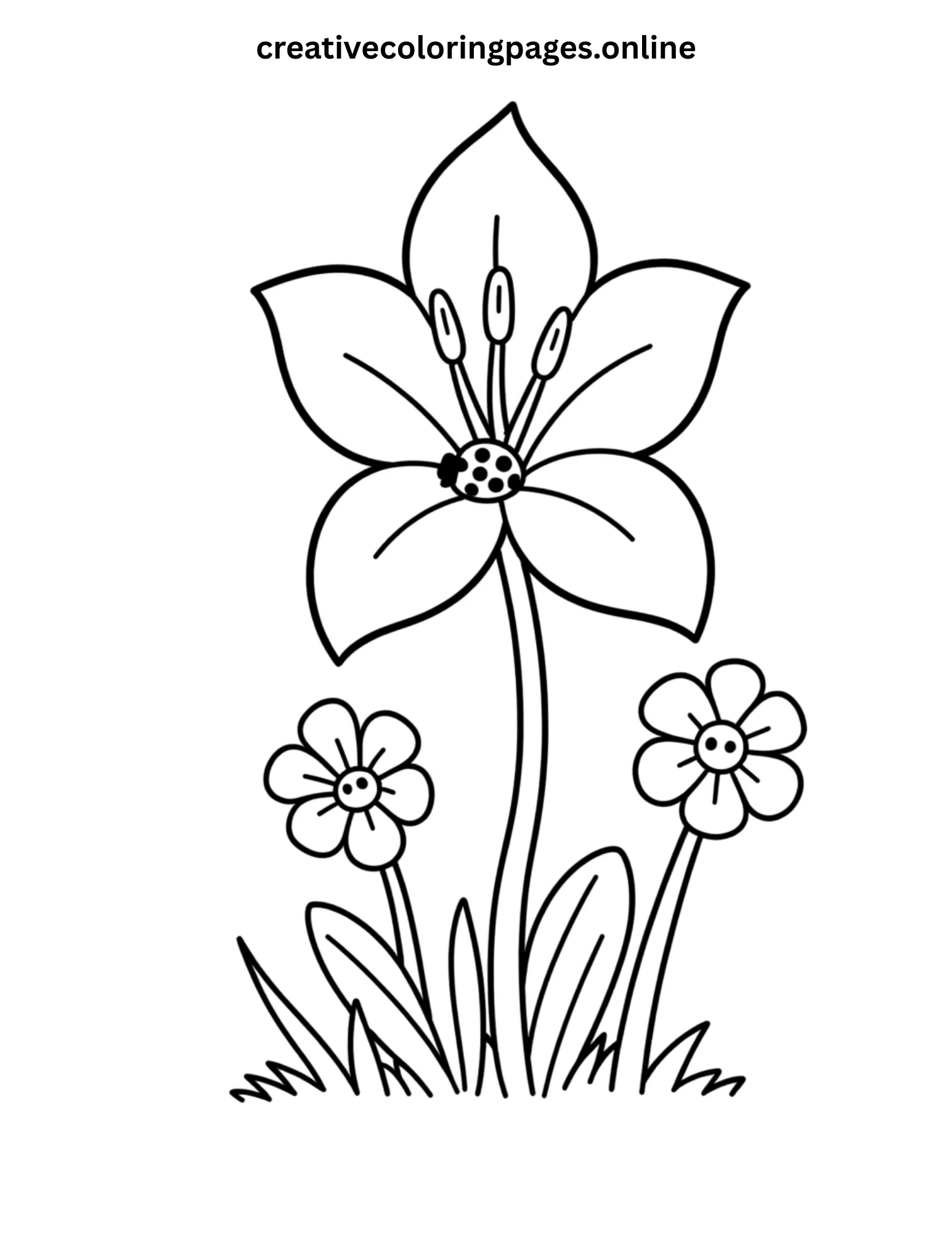 Lily and Little Flowers Coloring Page - Image 1