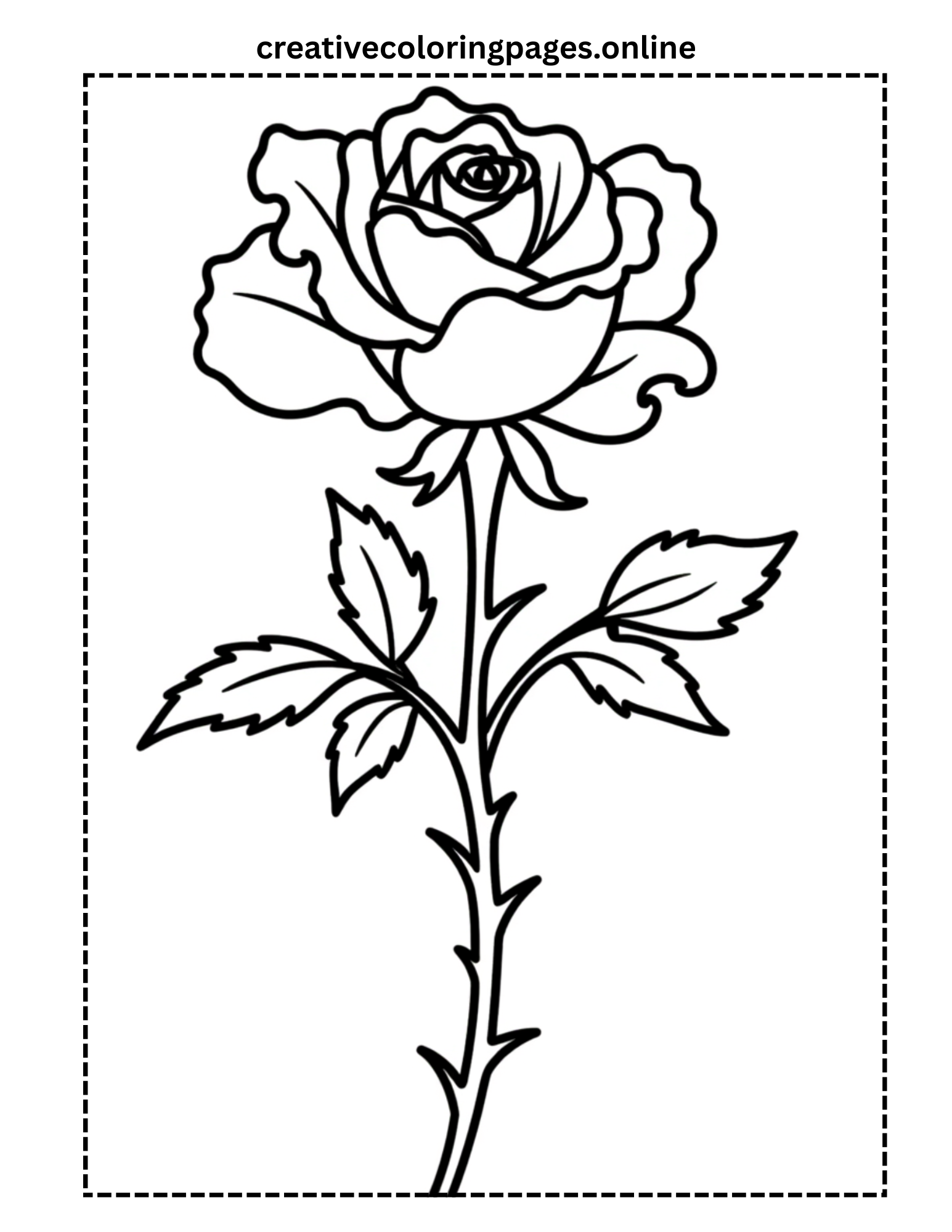 Rose with Thorns Coloring Page
