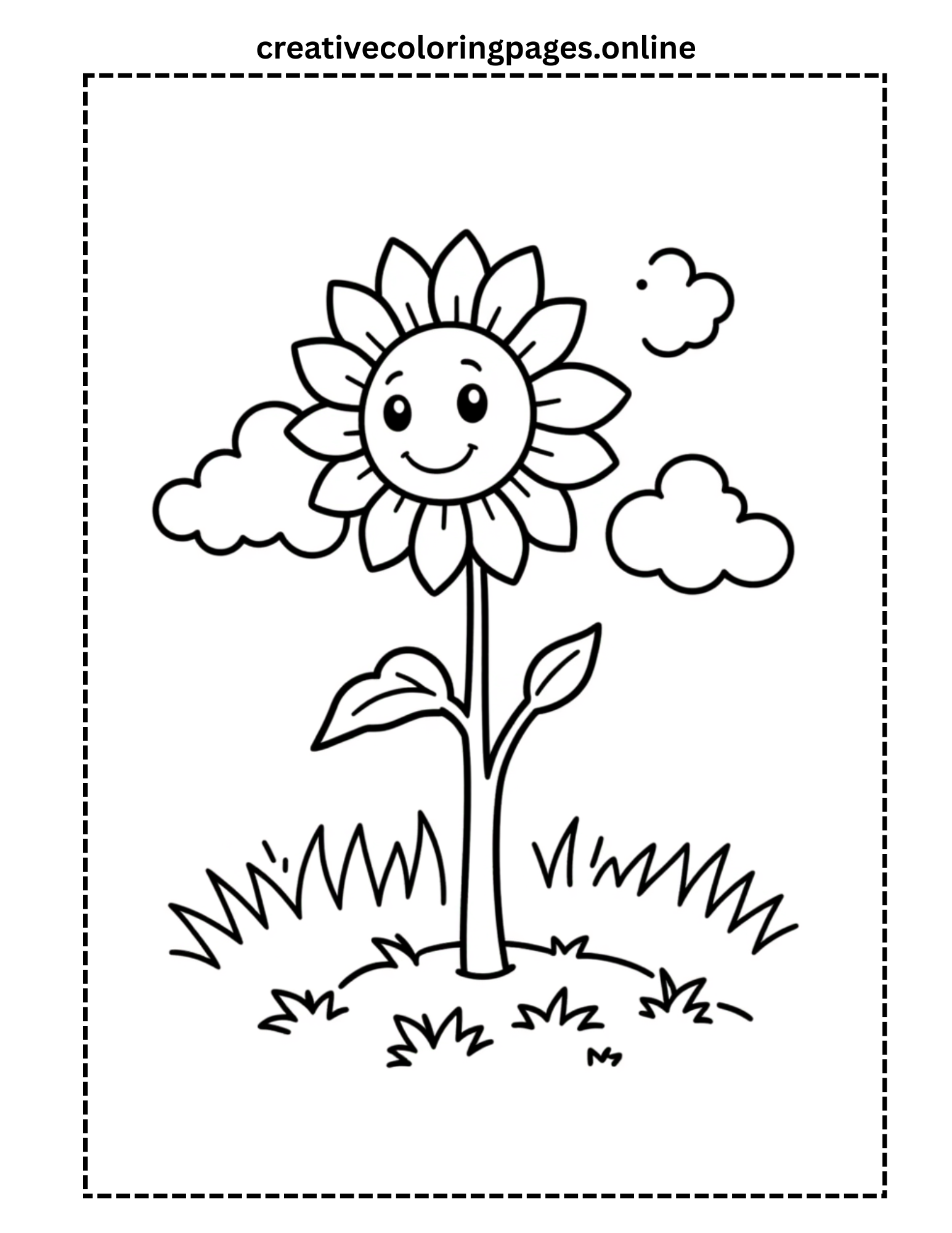 Happy Sunflower Coloring Page