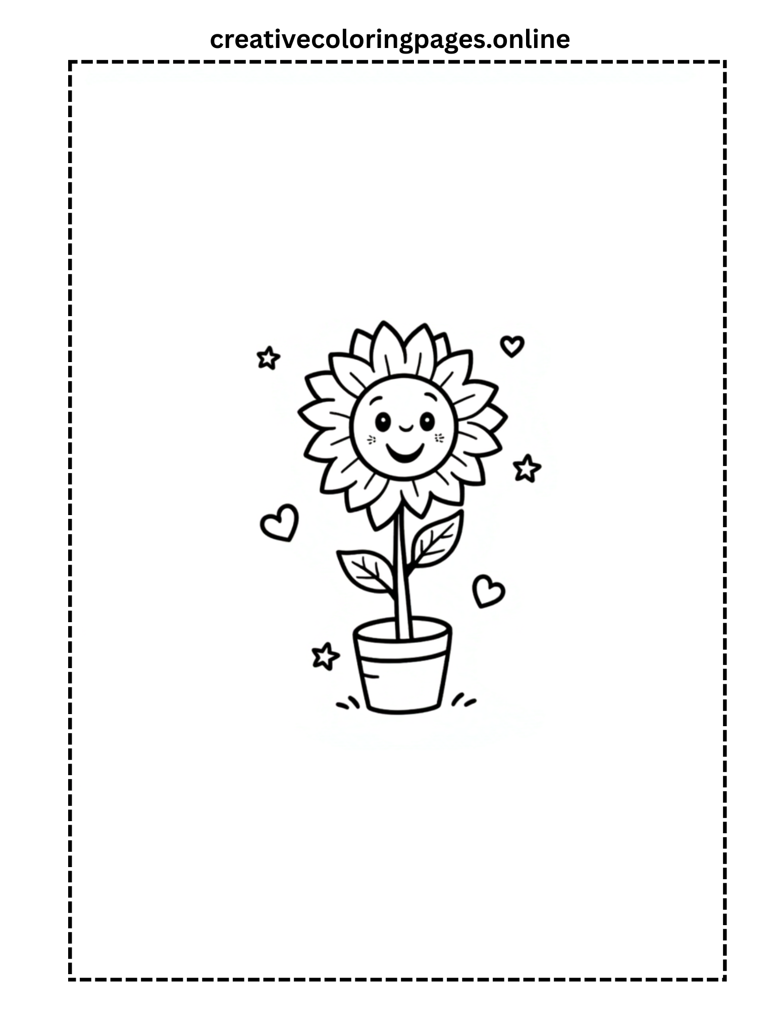Cute Potted Sunflower Coloring Page - Image 1