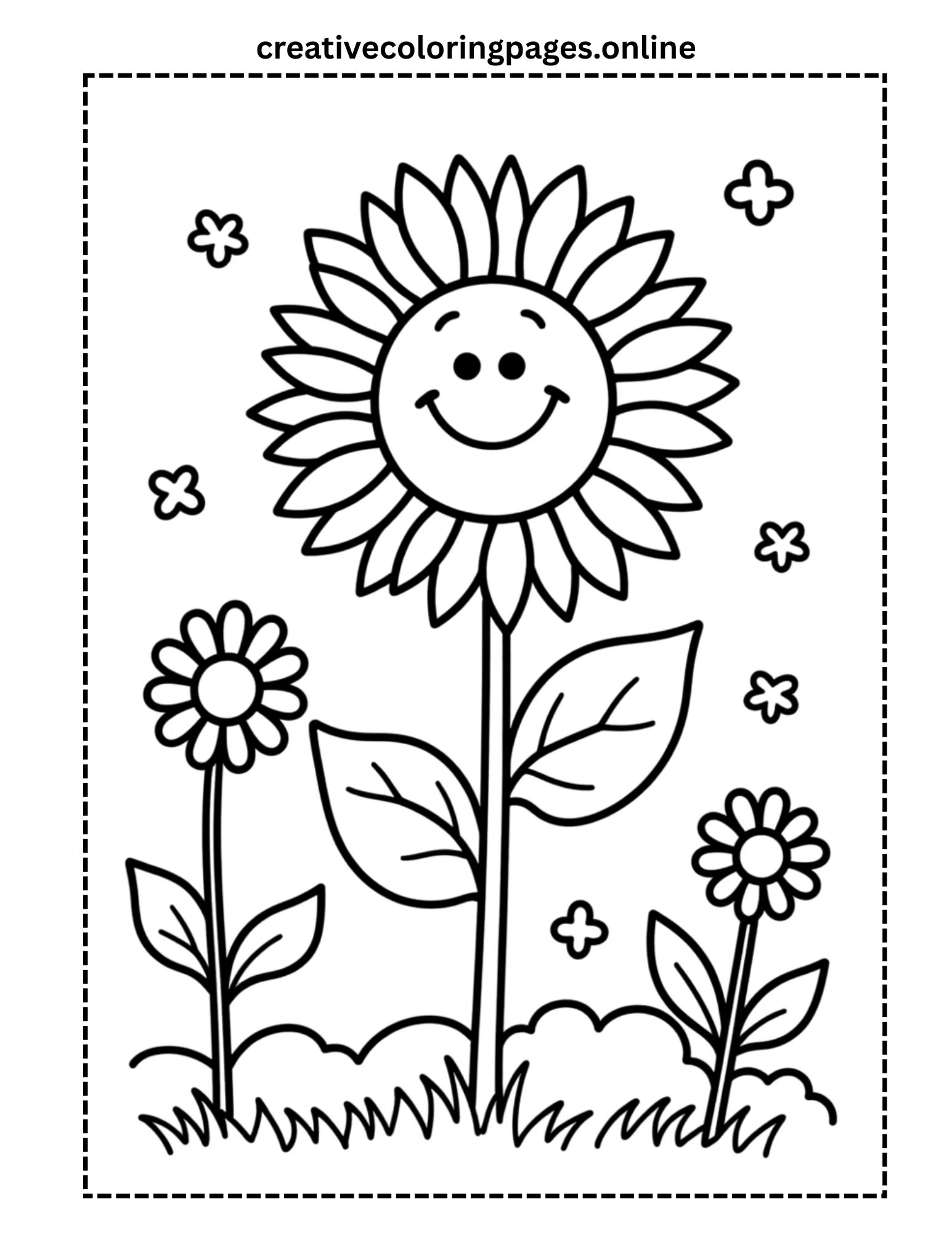 Sunflower Garden Coloring Page - Image 1