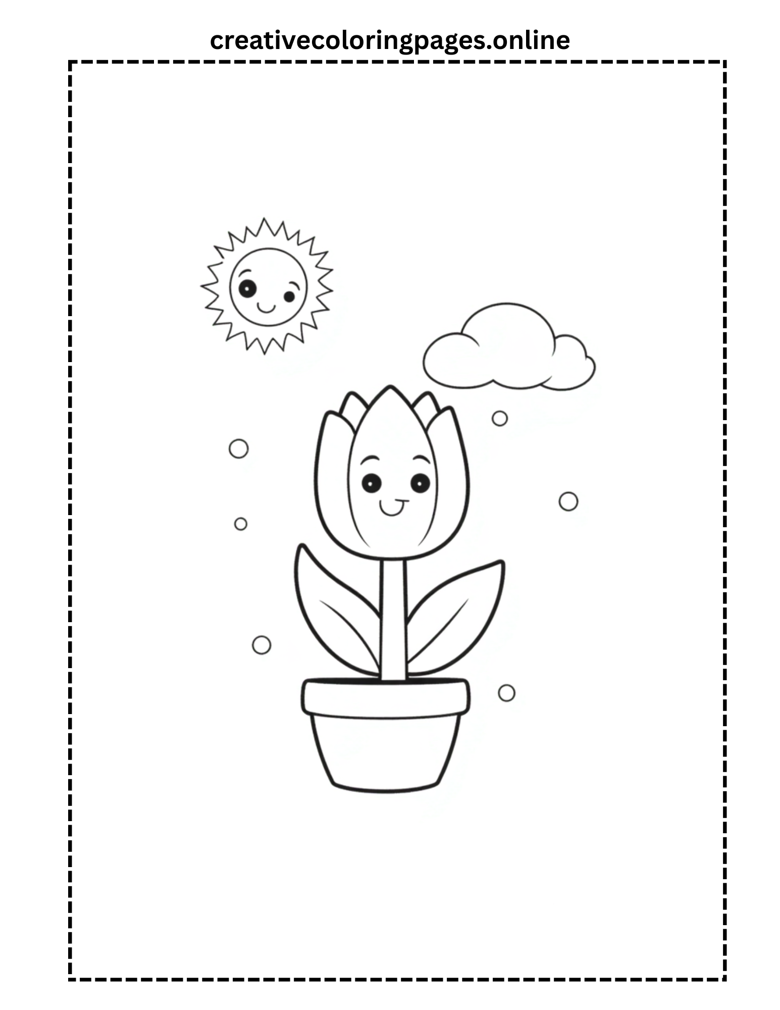 Cute Potted Tulip Coloring Page - Image 1