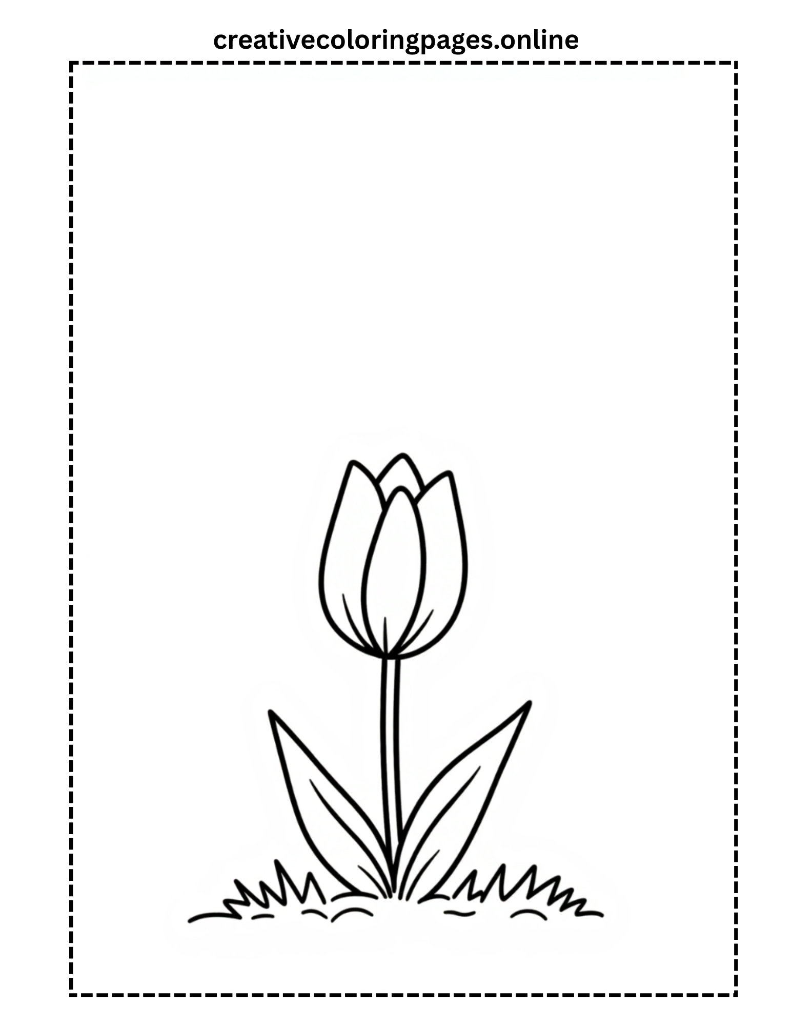 Tulip in the Grass Coloring Page