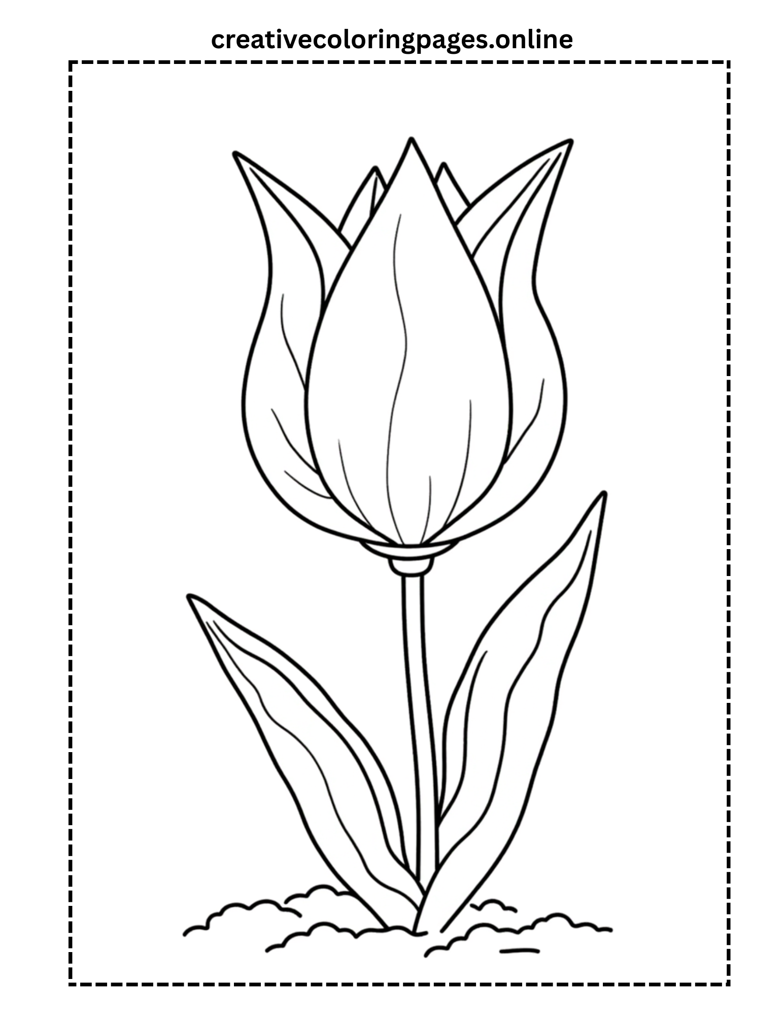 Realistic Tulip Coloring Page - Image 1