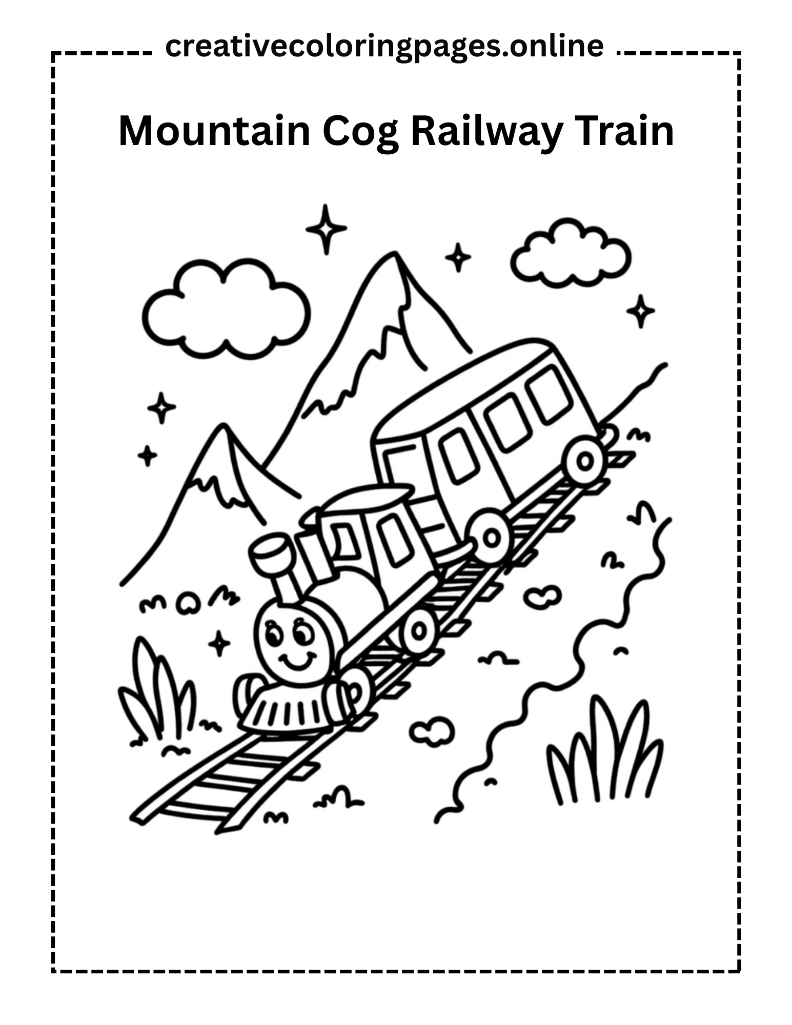 Mountain Cog Railway Train Coloring Page